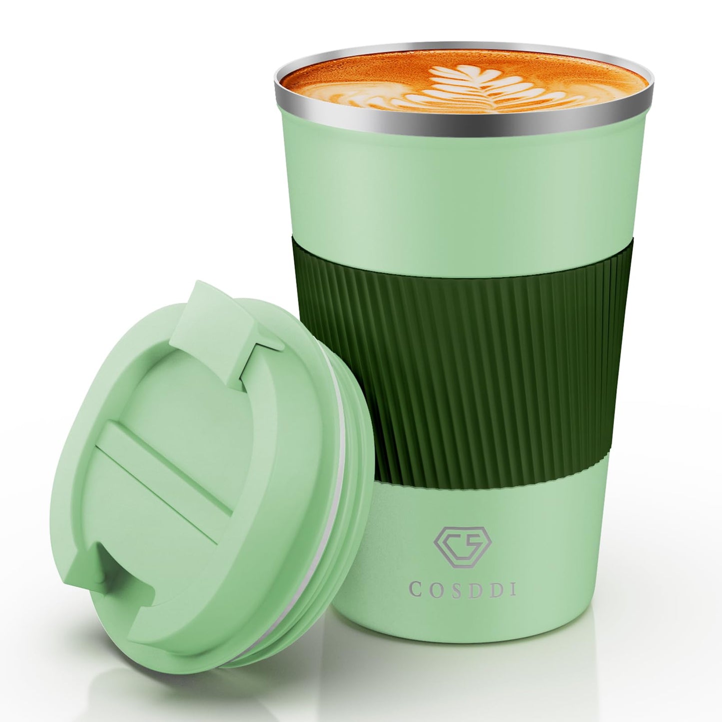 12 oz Stainless Steel Vacuum Insulated Tumbler - Coffee Travel Mug Spill Proof with Lid - Thermos Cup for Keep Hot/Ice Coffee,Tea and Beer (Green)