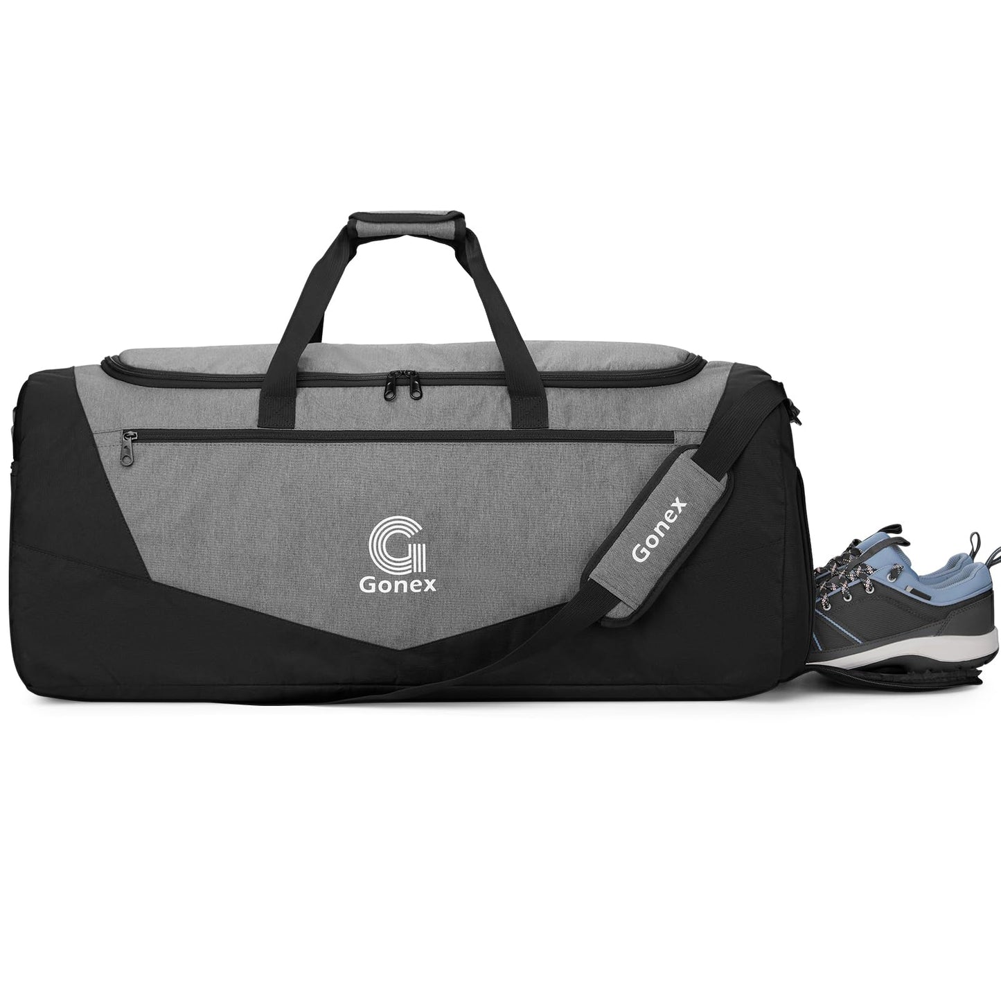 Gonex Gym Duffel Bag with Shoe Compartment Wet Pocket, Large Capacity Sports Duffle Bag for Men Women, Workout & Travel Bag with Multiple Pockets, Black/Gray, Small (30L)
