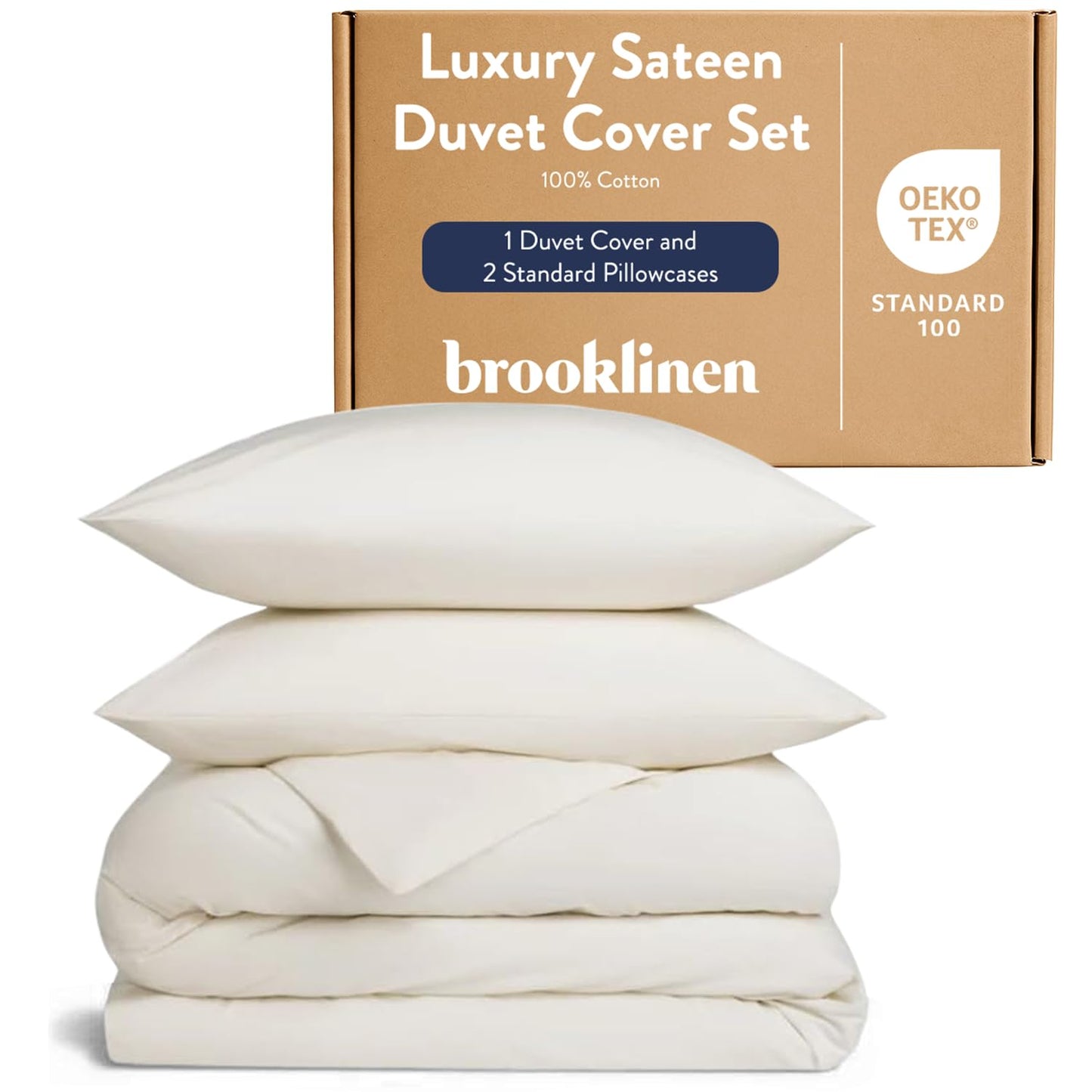 Brooklinen Luxury Sateen Duvet Cover - 100% Cotton, Full/Queen Size in White with Extra-Long Corner Ties and Button Closure | Best Luxury Sheets