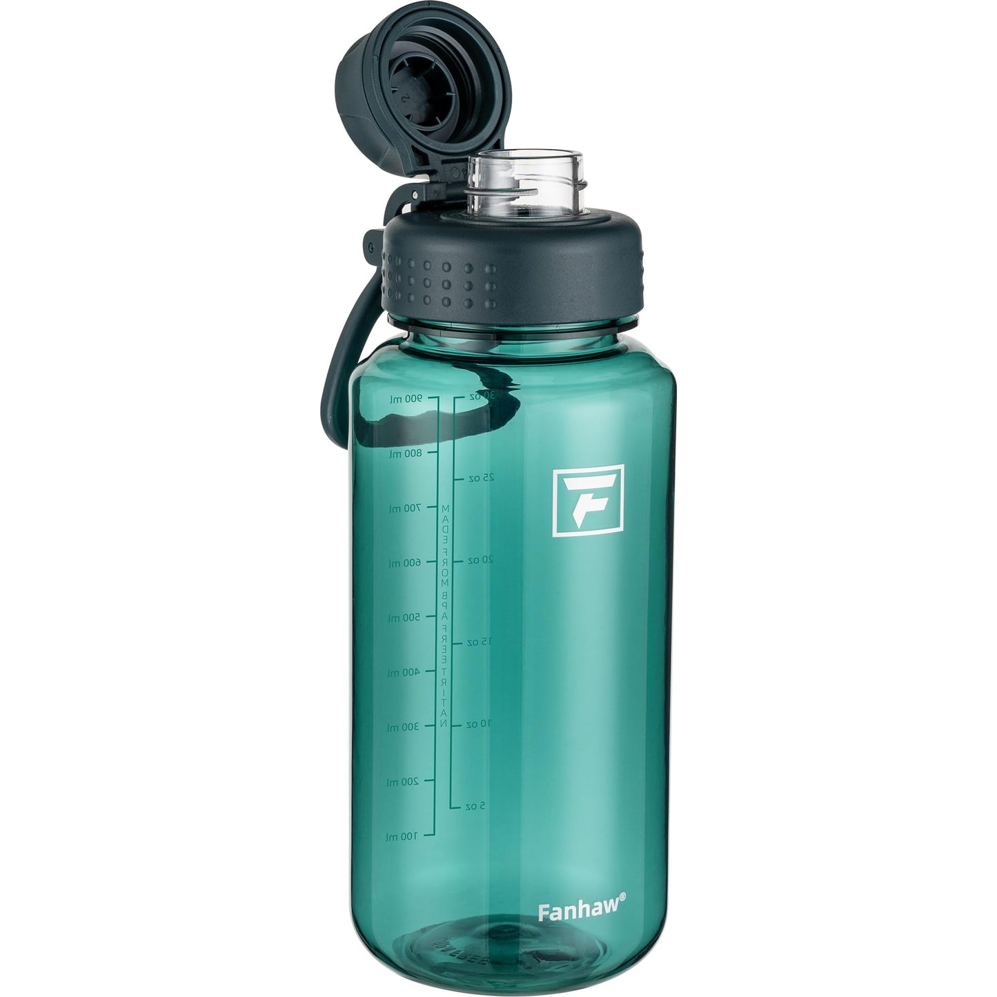 Fanhaw 32 oz Clear Water Bottle with Fast-Flow Spout Lid, BPA-Free Tritan, Wide Mouth, Leakproof, Reusable Bottle for Gym, School, Office, Travel (Clear&Black)