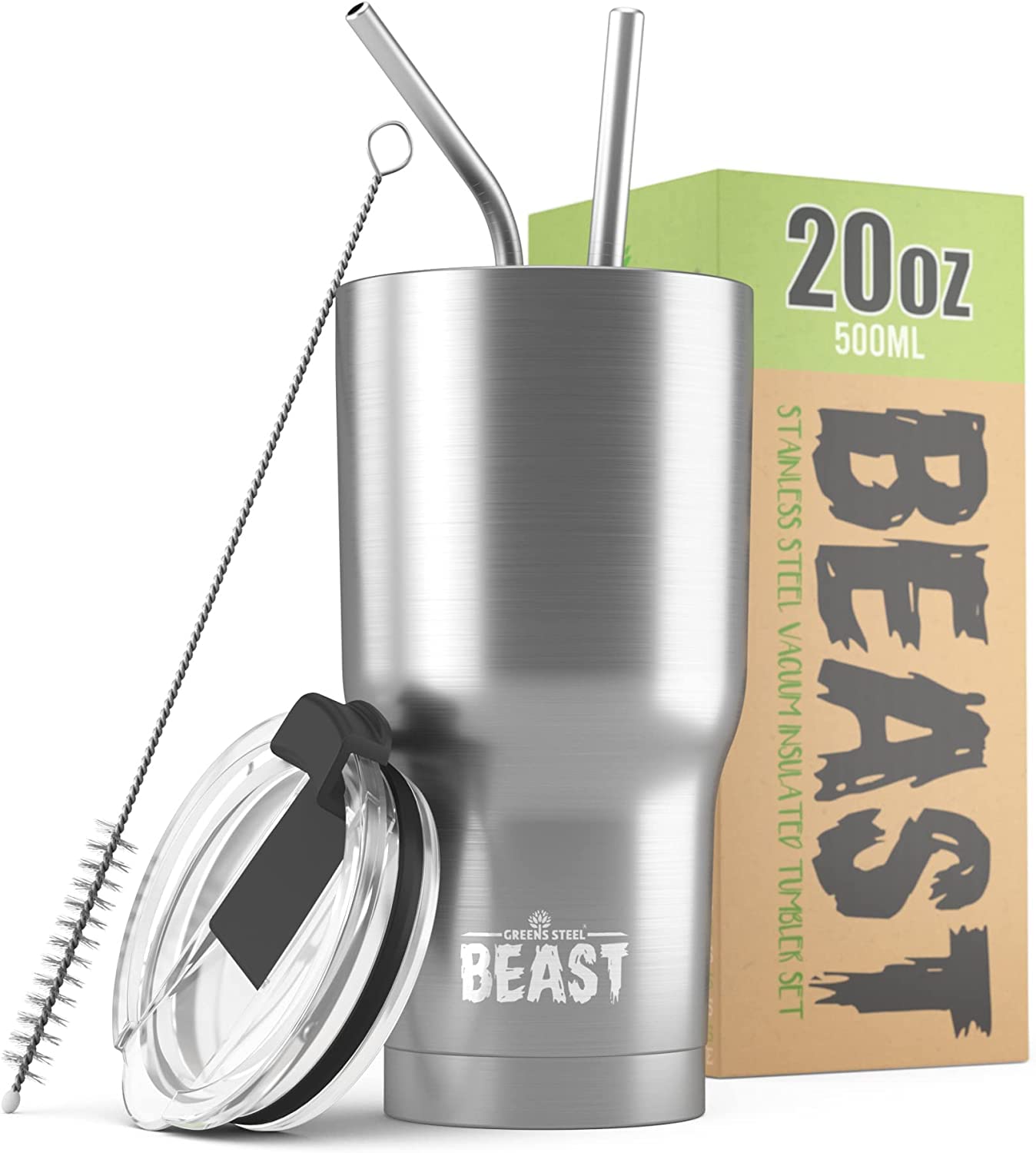 Beast 50 oz Tumbler Stainless Steel Vacuum Insulated Coffee Ice Cup Double Wall Travel Flask (Arctic White)