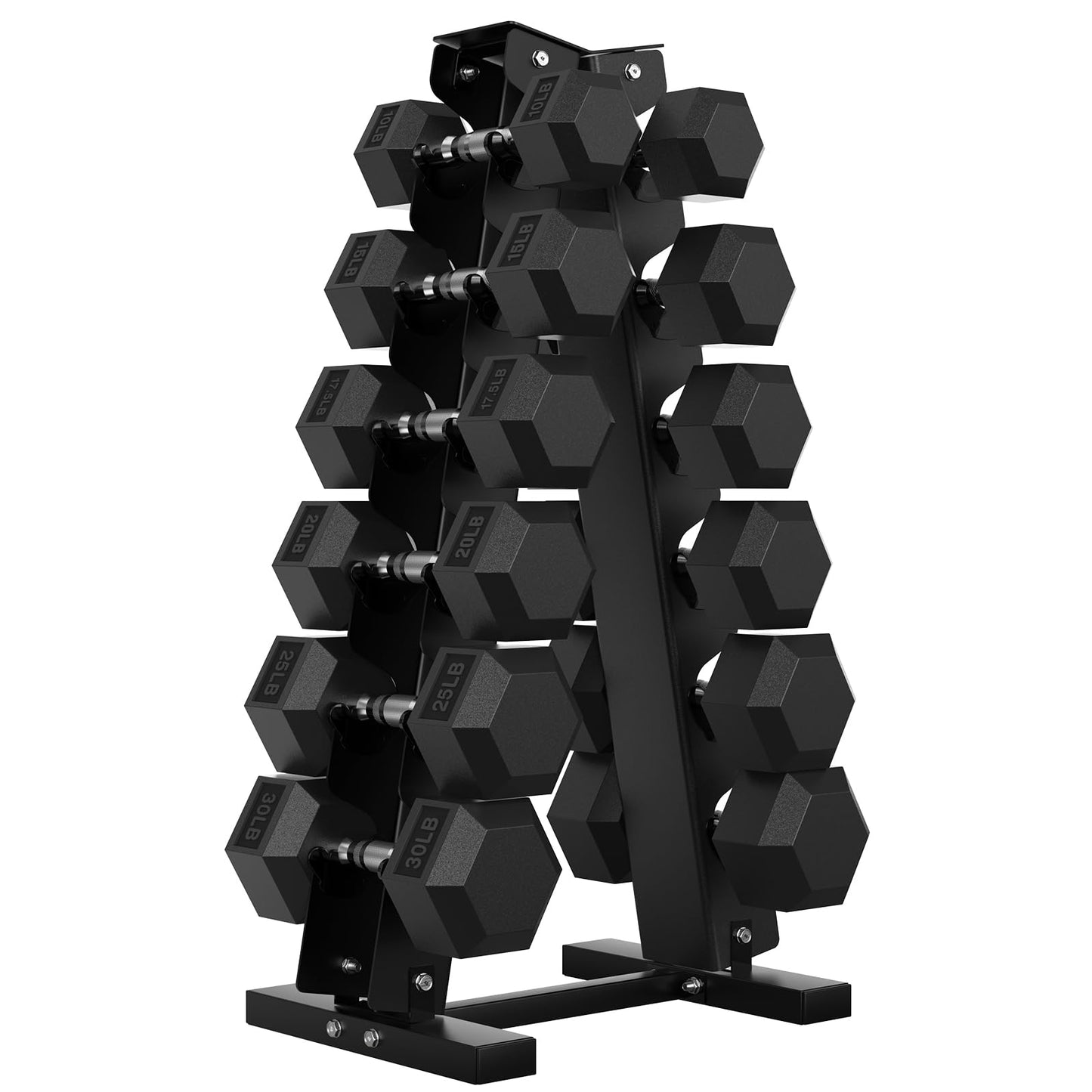 Hex Dumbbell Sets with Rack, 75-300 lb Rubber Encased Dumbbells for Strength Training, Exercise, and Fitness, Home Gym Weight Set with Rack