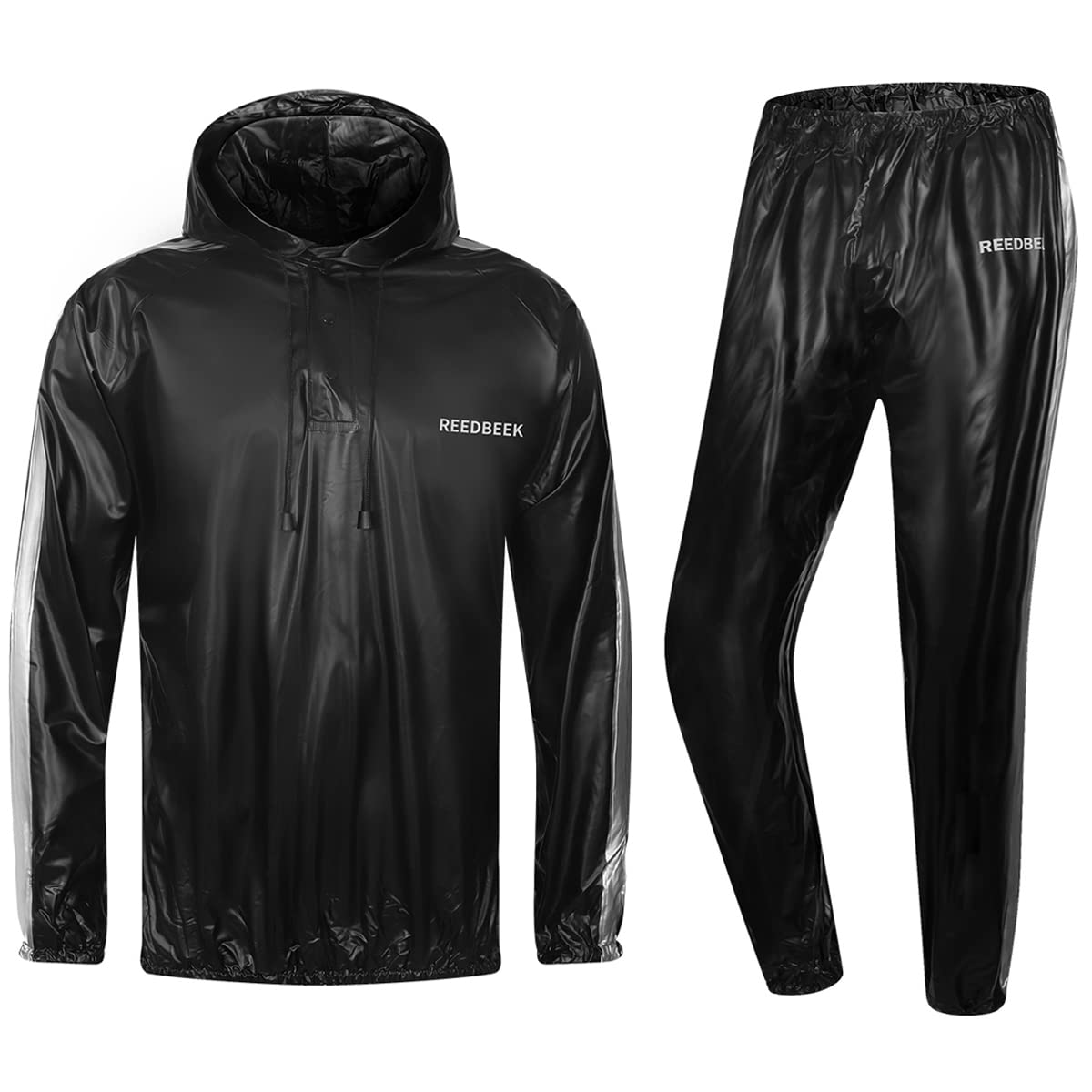 Heavy Duty Fitness Sweat Suit Heat Trapping Sauna Suit Gym Exercise Heat Shaper Button Jacket Pant