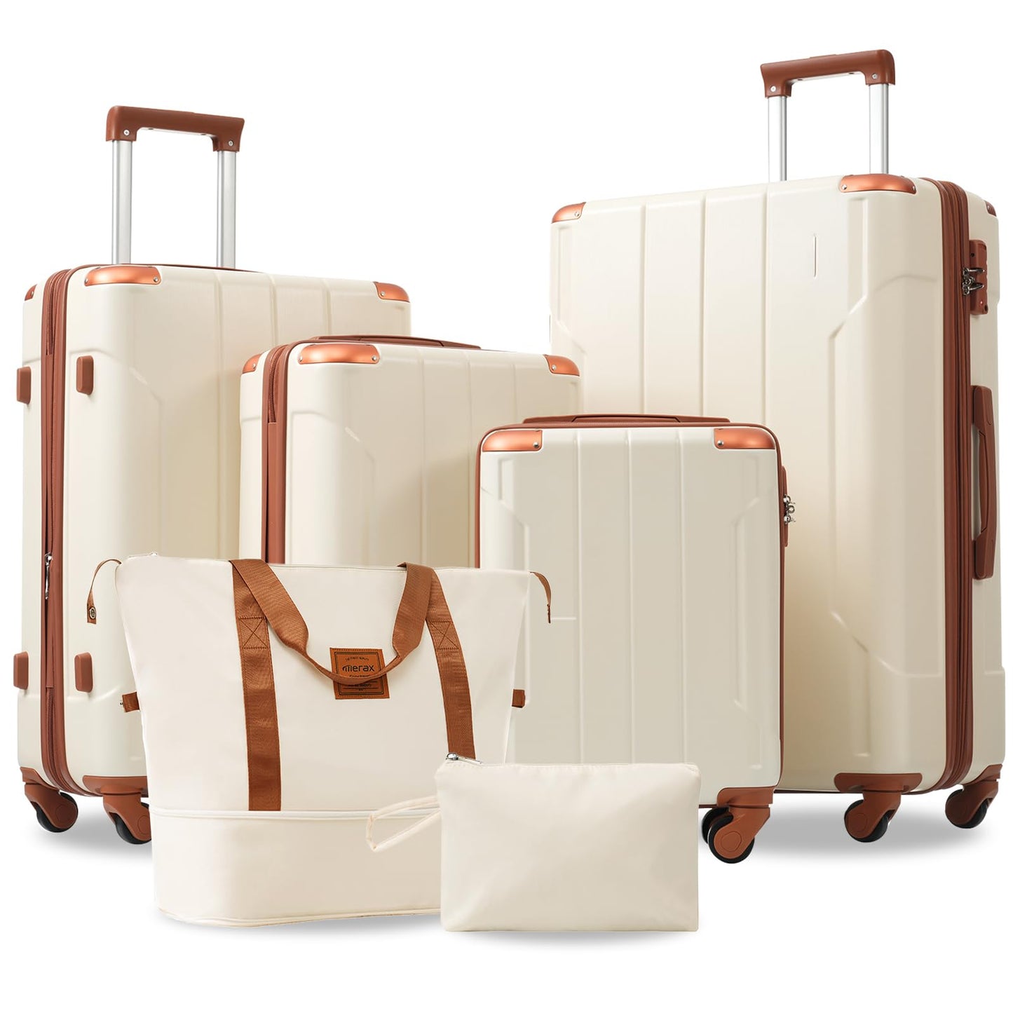 Merax Luggage Sets 3-Piece Hardshell with Spinner Wheels Lightweight Suitcase with Corner Guards (Green, 20/24/28)