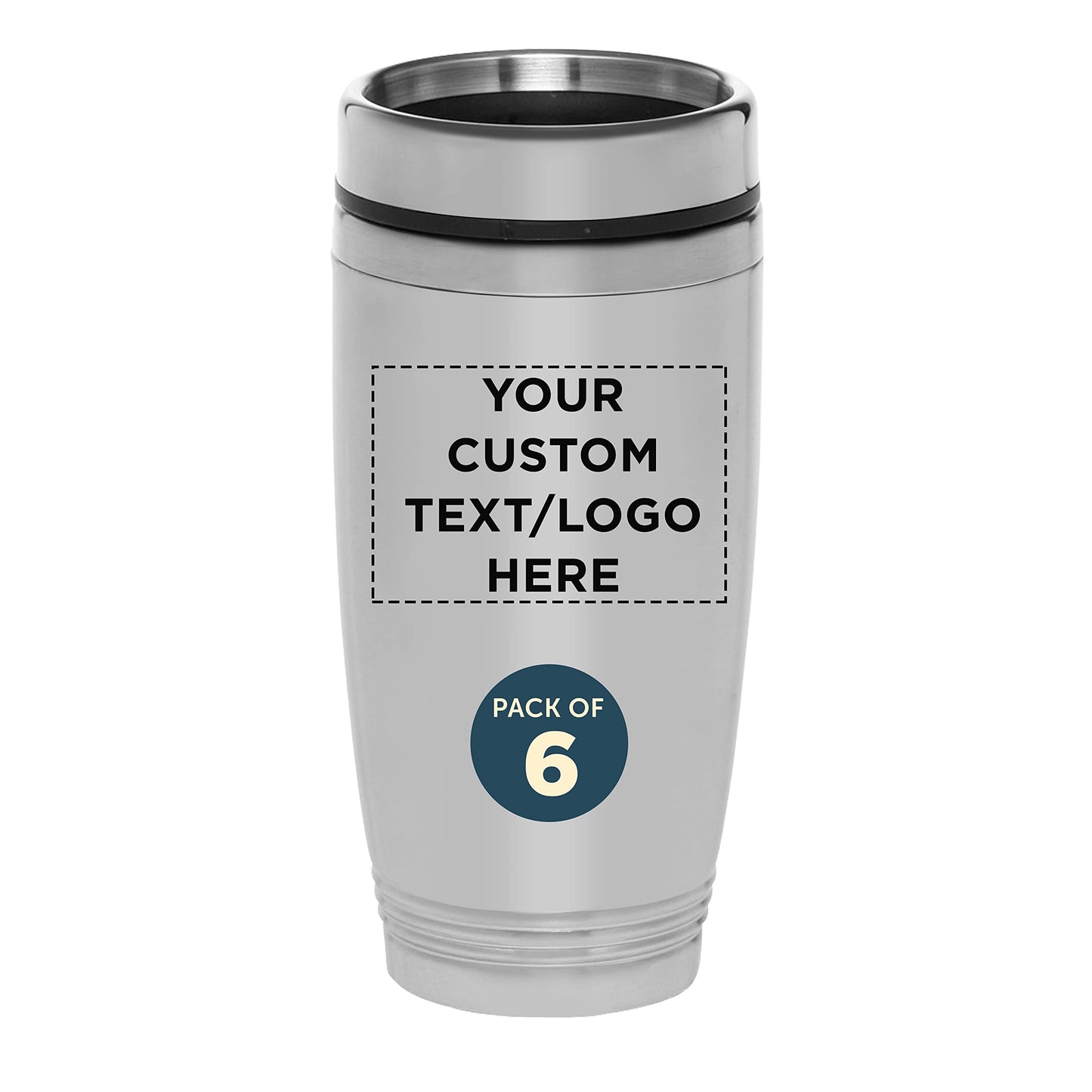 DISCOUNT PROMOS Custom Stainless Steel Tumblers 16 oz. Set of 12, Personalized Bulk Pack - Perfect for Coffee, Soda, Other Hot & Cold Beverages - Silver
