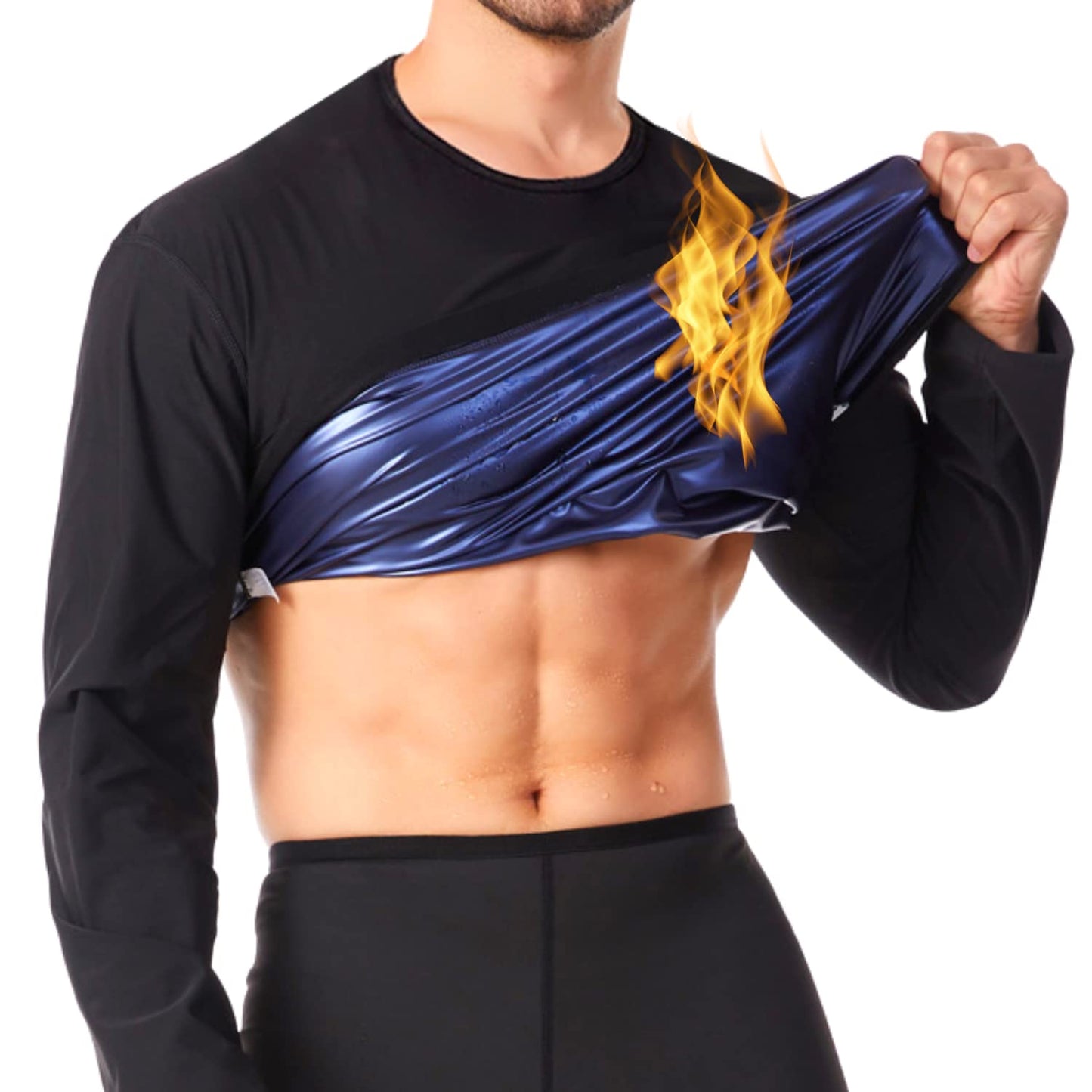 Sauna Sweat Suit Weight Loss Shapewear Boxing Top Shirt Waist Vest Trainer Workout Shaper Sweatsuit Long Sleeves Men