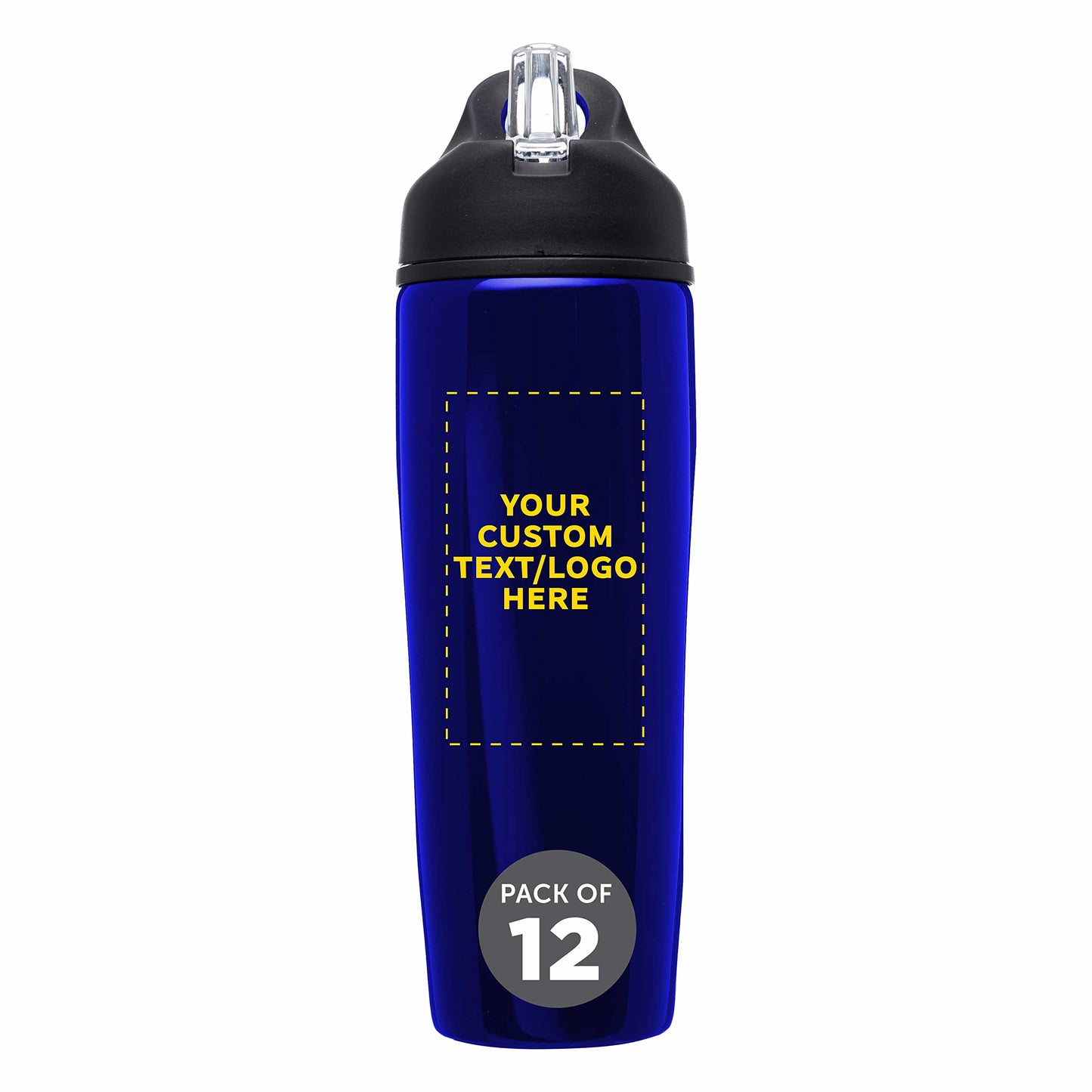 DISCOUNT PROMOS Custom Stainless Steel Water Bottle, 24 pack, Personalized Text, Logo, 28.5 oz Metal Sports Bottles with Flip Top, Easy Carrying, Red