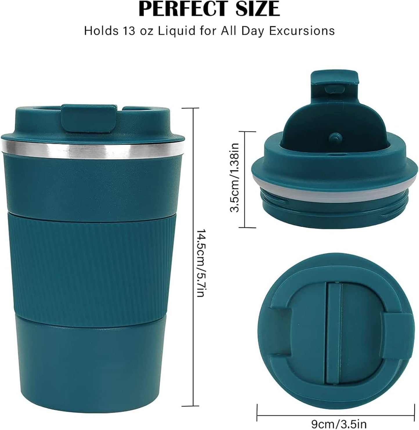 Coffee Mug 12oz - Insulated Travel Mug Spill Proof with Leakproof Lid Vacuum Stainless Steel Travel Coffee Mug Water Tumbler to GO, Reusable Coffee Cup for Men and Women for Hot & Cold Drinks