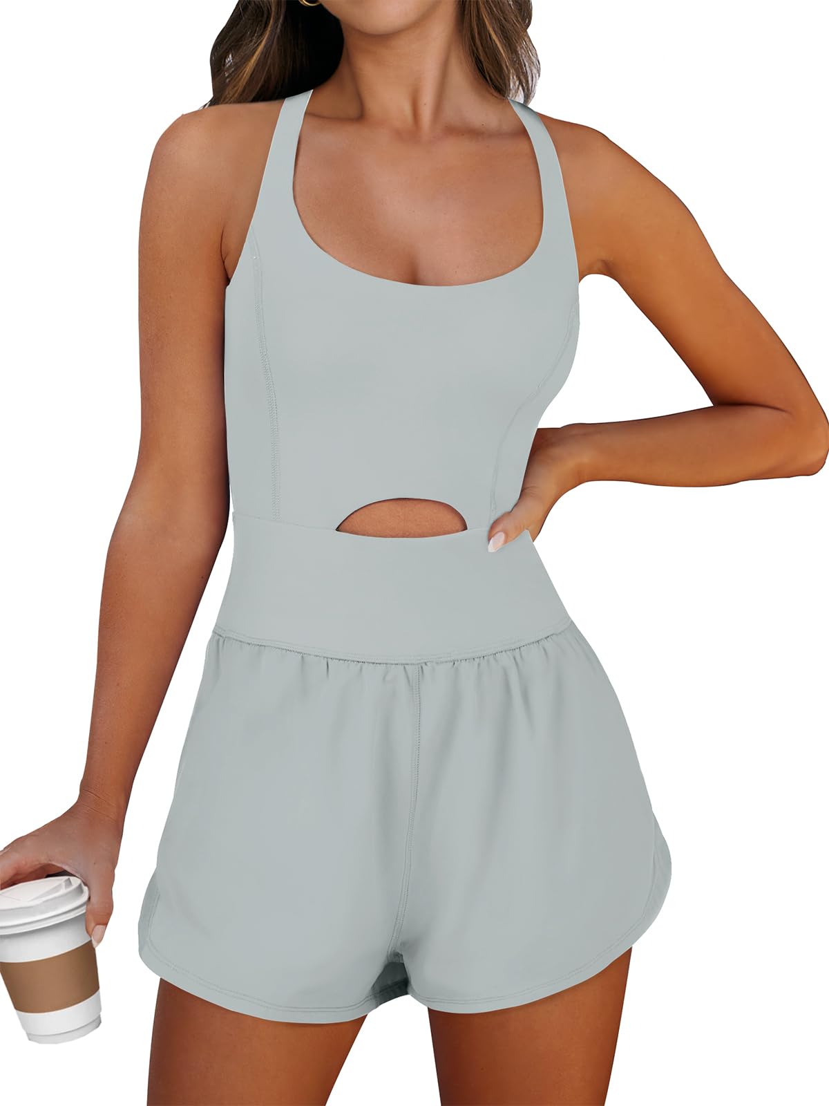ANRABESS Women Rompers Running Exercise Workout Set One Piece Jumpsuits Gym Yoga Outfits 2025 Summer Active Wear Clothes