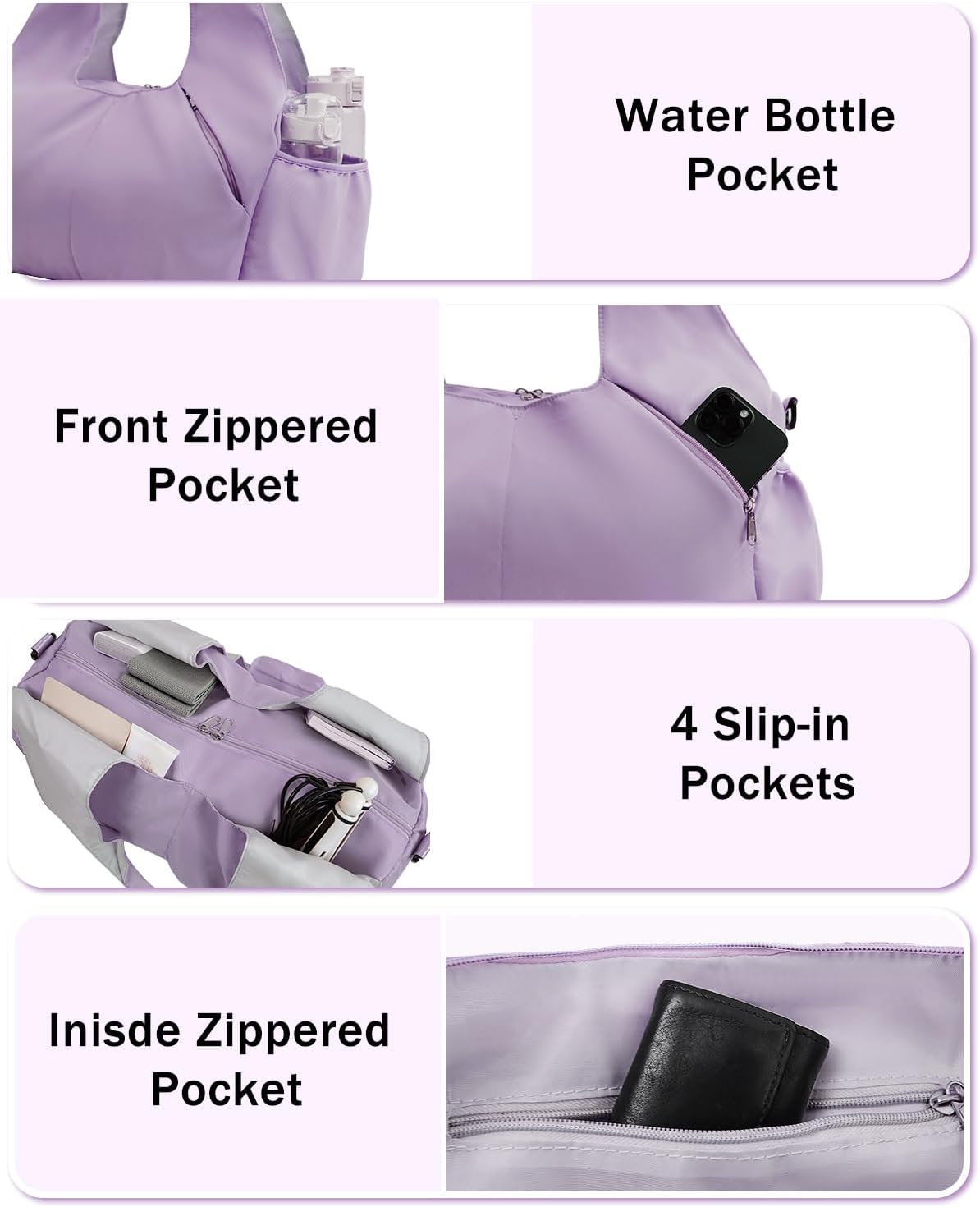 Gym Bag for Women with Shoe Compartment Yoga Mat Bag with Wet Pocket and Water Bottle Holder Weekender Bag with Strap