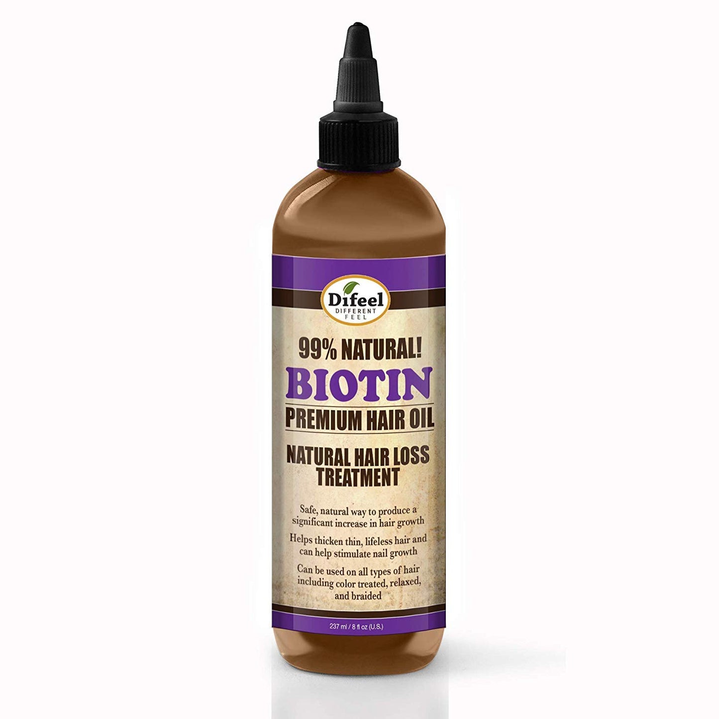 Difeel 99% Natural Premium Hair Oil - Caffeine & Castor Fastest Hair Growth, 8 oz.