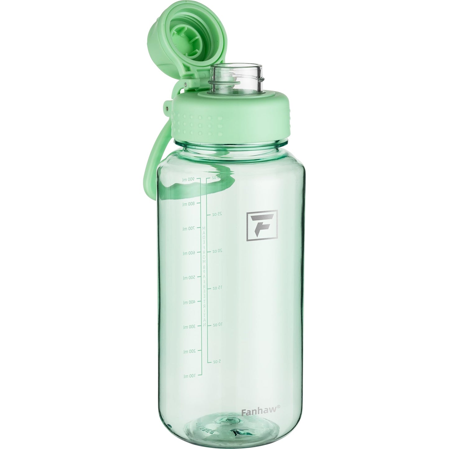 Fanhaw 32 oz Clear Water Bottle with Fast-Flow Spout Lid, BPA-Free Tritan, Wide Mouth, Leakproof, Reusable Bottle for Gym, School, Office, Travel (Clear&Black)