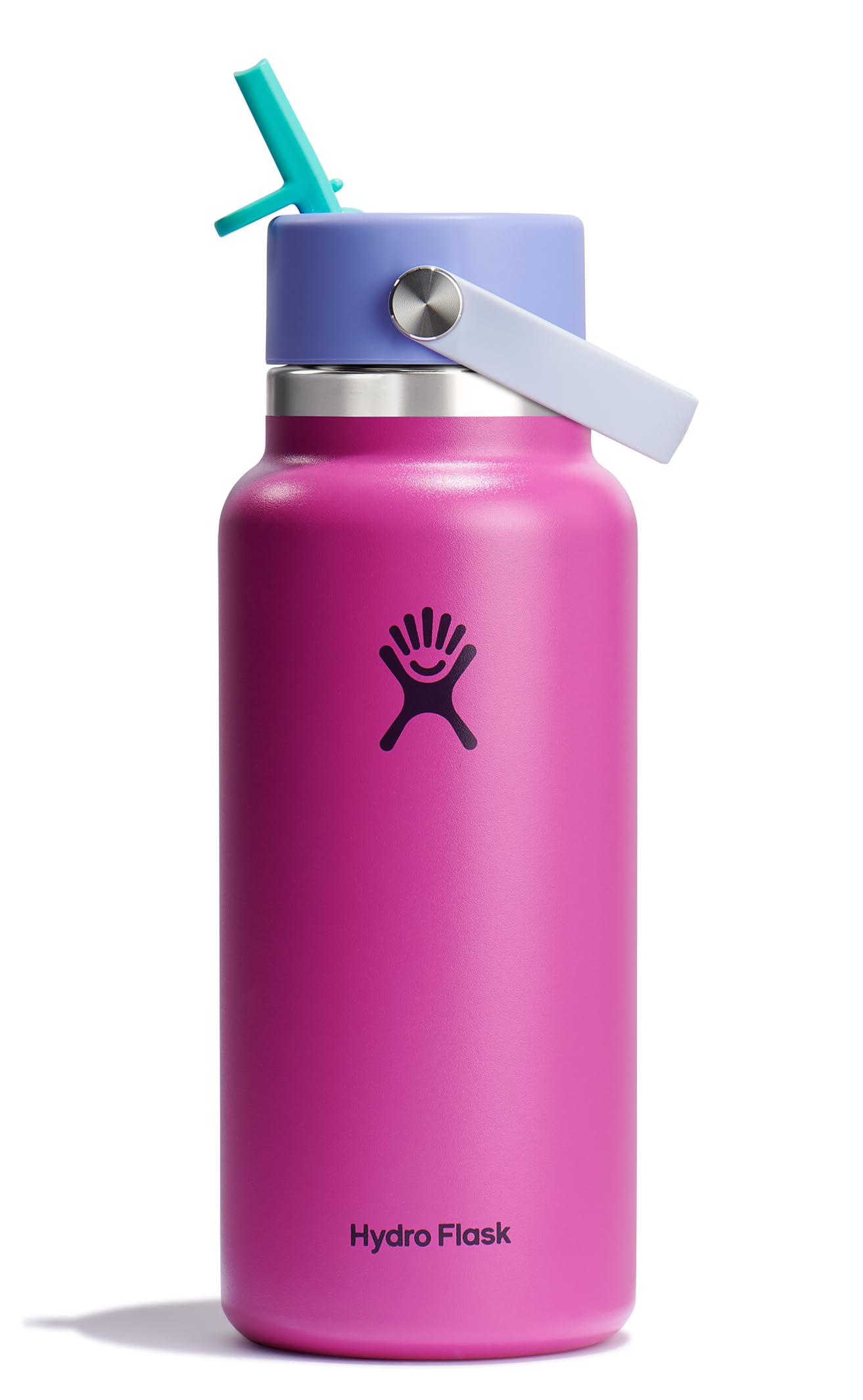 Hydro Flask 32 Oz Wide Flex Straw Cap Bottle - Insulated Stainless Steel - Wide Straw Lid, Non Spill, Leakproof in Jelly Pink