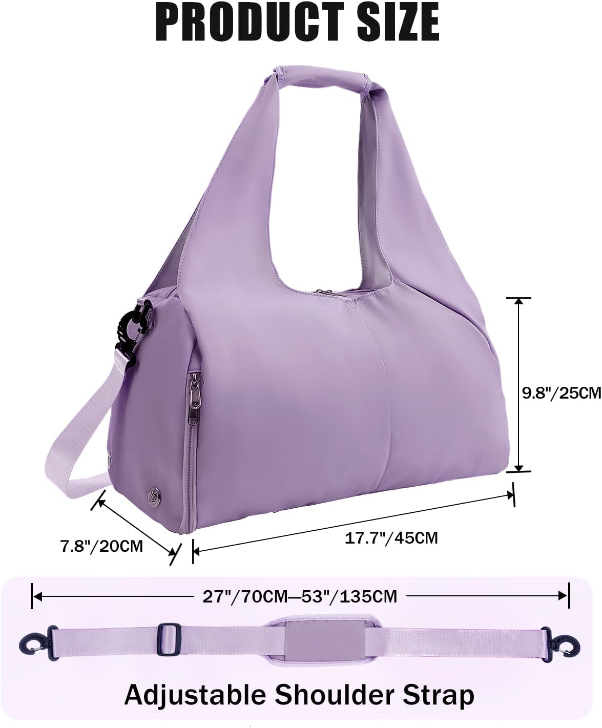Gym Bag for Women with Shoe Compartment Yoga Mat Bag with Wet Pocket and Water Bottle Holder Weekender Bag with Strap