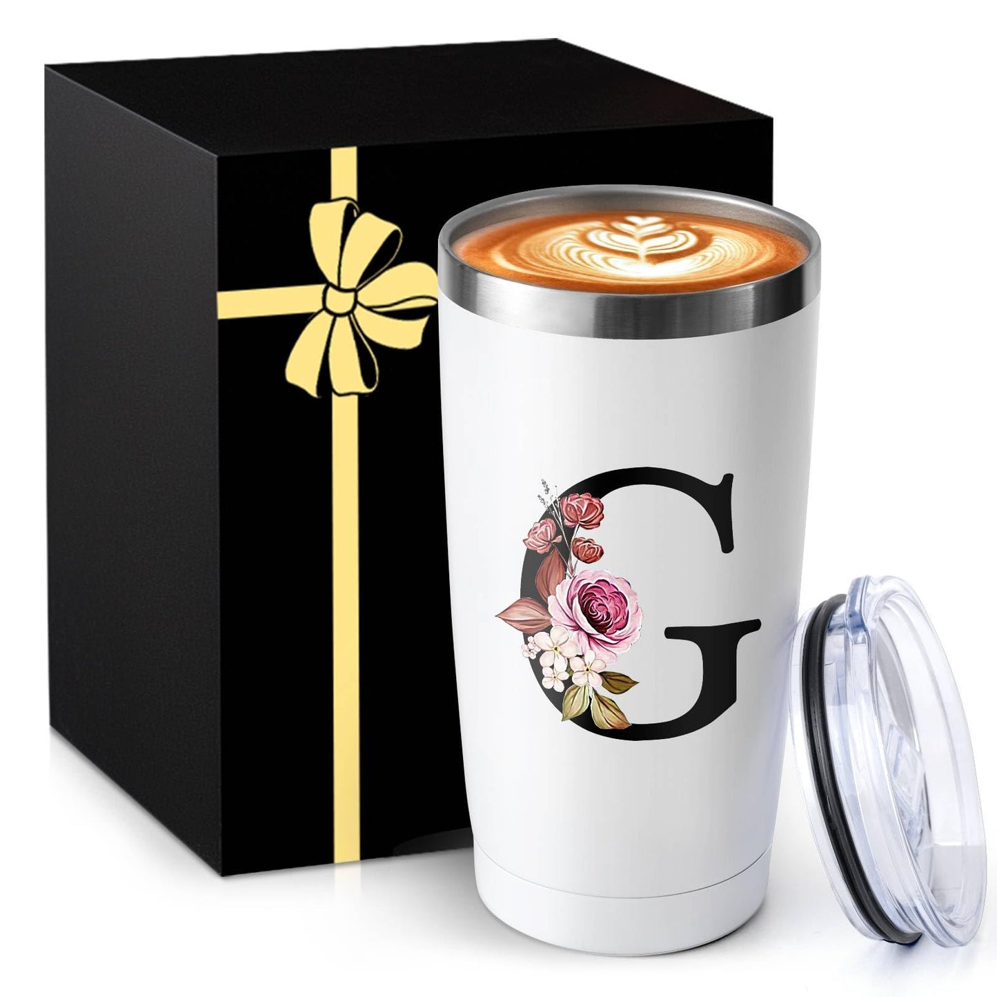 20 Oz Insulated Coffee Cup with Lid Car Tumbler Travel Mug Women Wife Husband Happy Birthday Wedding Romantic Gift Best Cool Day Personalized Unique Special Cute Custom Christmas Xmas Valentines Ideal