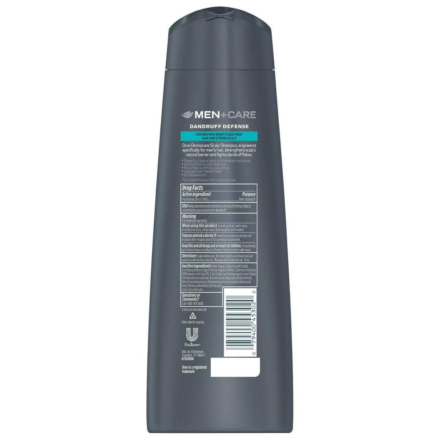 Dove Men+Care Dermacare Scalp 2 in 1 Shampoo & Conditioner Dandruff Defense 12 oz