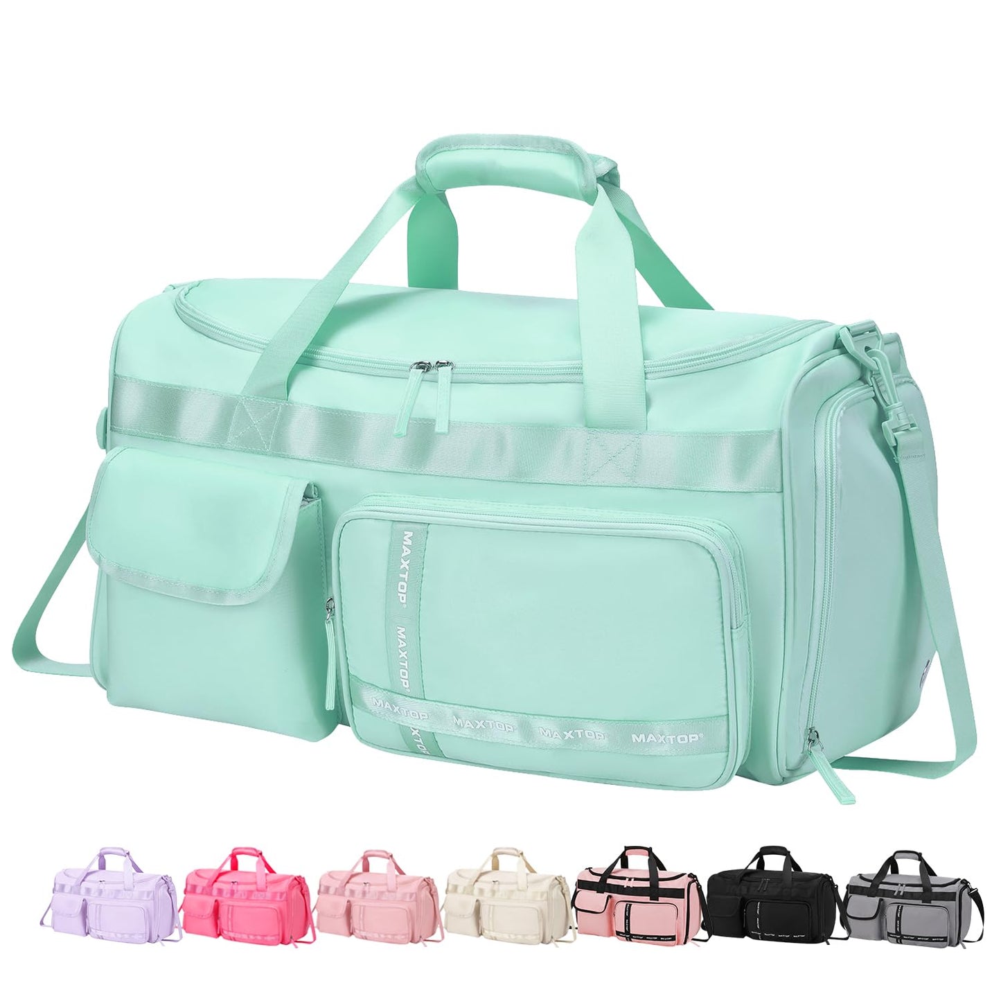 MAXTOP Gym Bag for Women Men Travel Duffle Bag Large Capacity Carry On Weekender Overnight Bag With Shoe Compartment Gym Tote Dry Wet Separation Duffel Bag for Travel