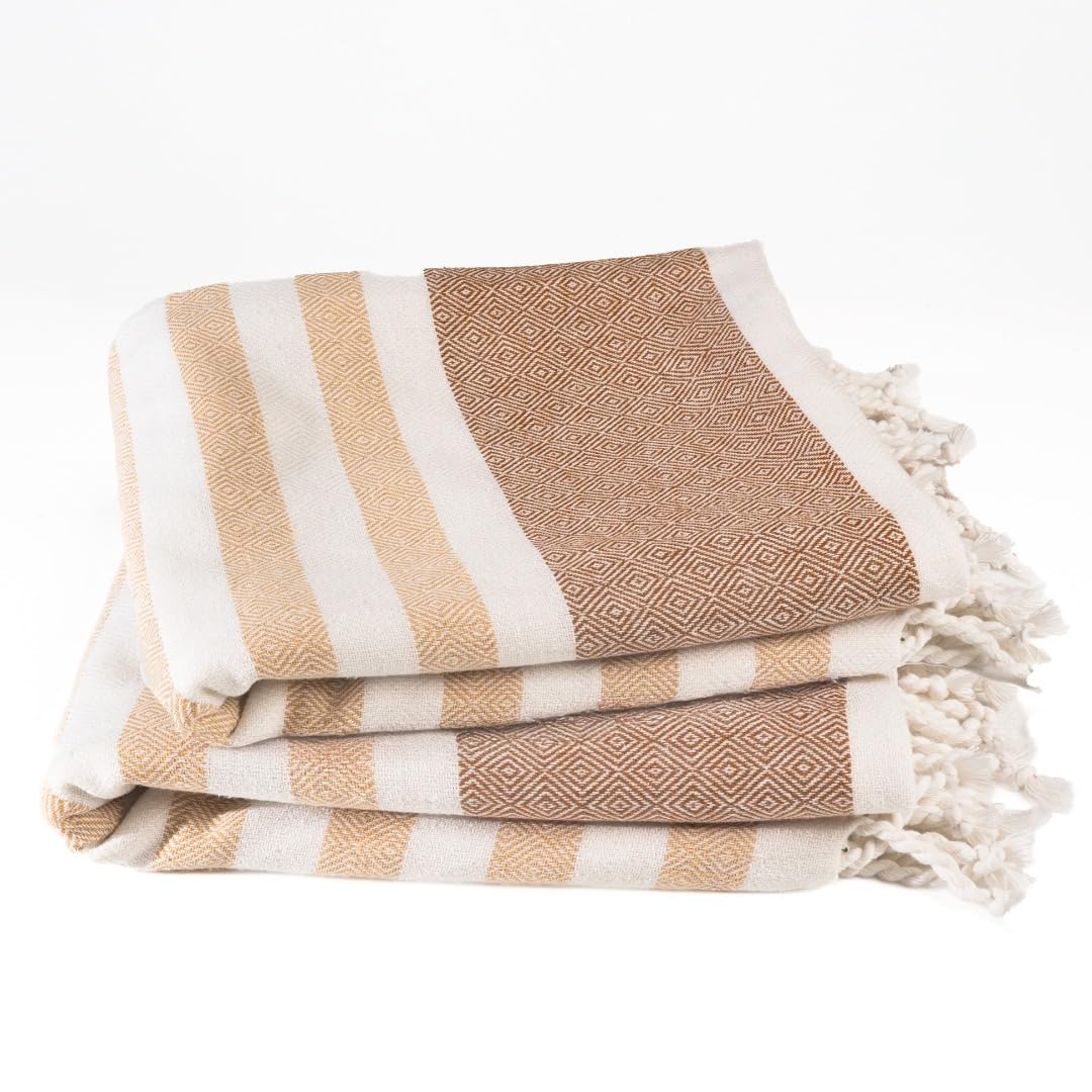 Cotton Turkish Beach Towel Towels Oversized 36"x72" Pool Absorbent Extra Large Quick Dry Sand Travel Towel (Beige, 4 Pack)