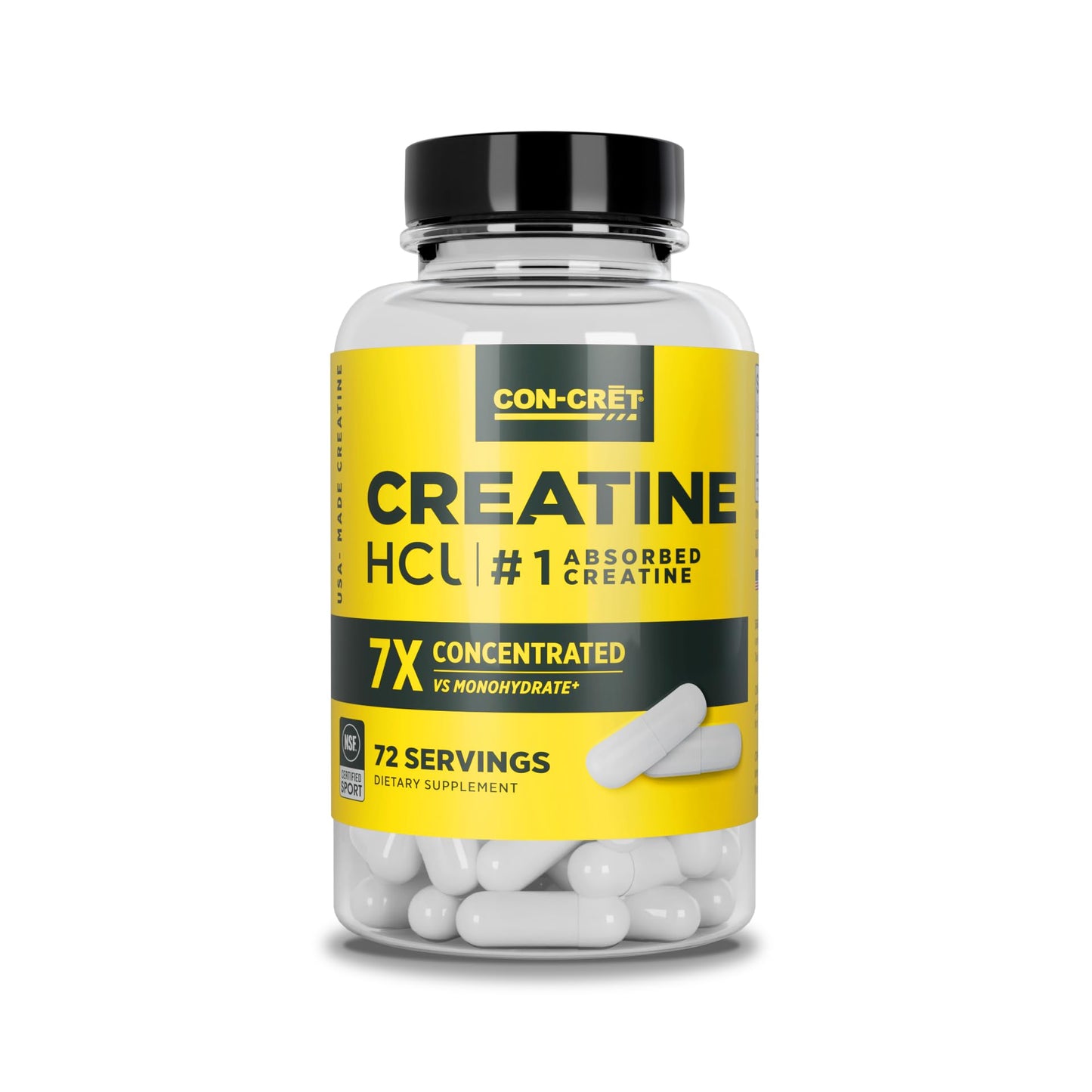 Creatine HCl Capsules | Muscle, Cognitive, Cellular Energy Support | No Bloating or Cramps | USA Made & NSF Certified | Creatine Pills (90 ct)