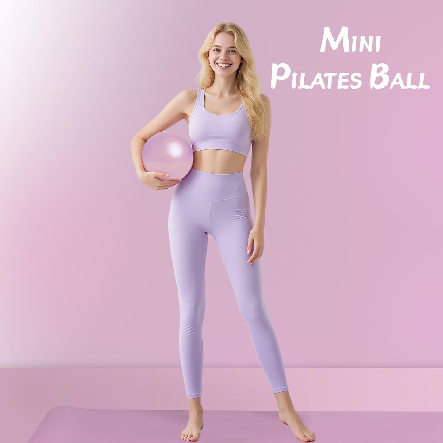 Pilates Ring Circle Set 10 pcs Pilates Equipment Accessories for Home Workouts 9.8” Pilates Ball 12” Magic Circle Yoga Ring and Resistance Bands for Women Pilates Ring and Ball Set Gift (Pink)