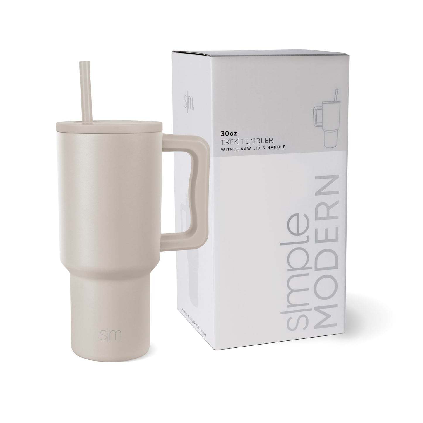 Simple Modern 40 oz Trek Tumbler with Handle and Straw Lid | Cup Holder Friendly Insulated Stainless Steel Travel Mug | Blue Dune