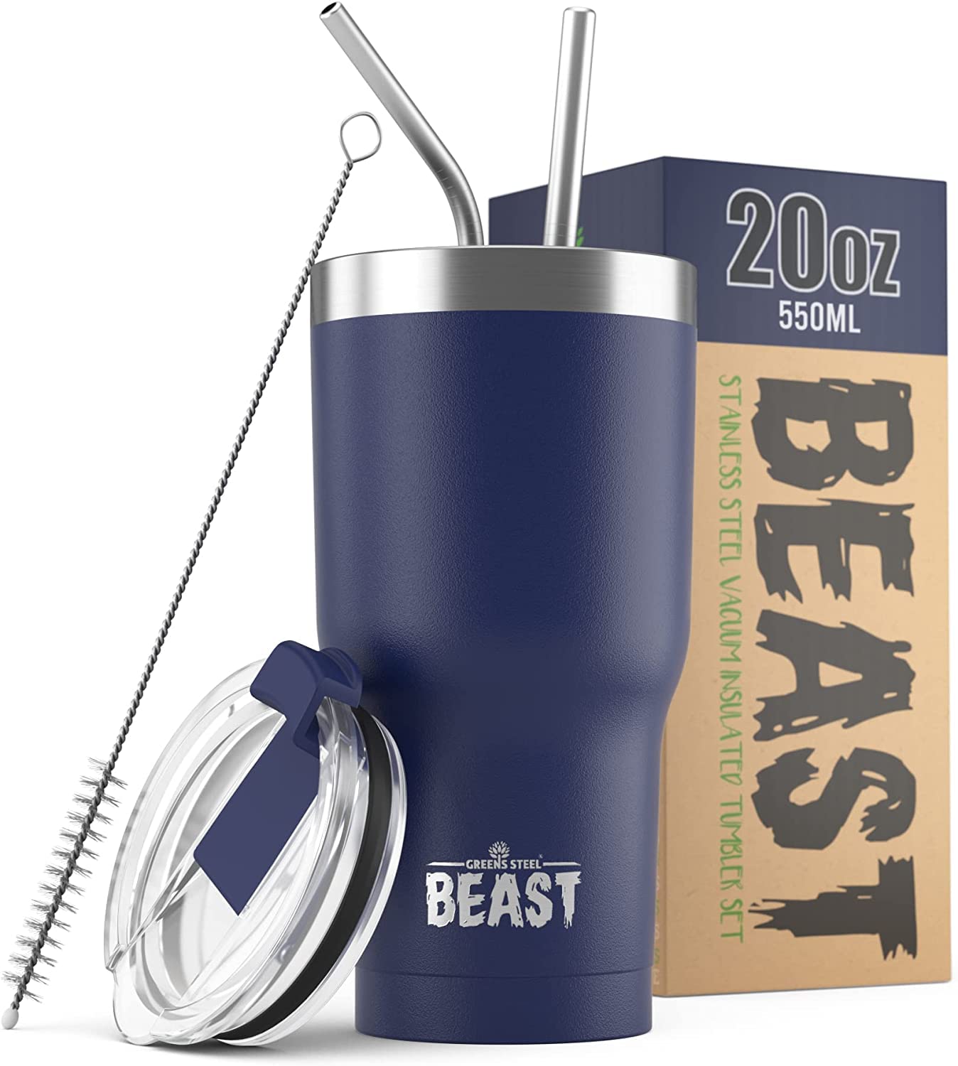 Beast 50 oz Tumbler Stainless Steel Vacuum Insulated Coffee Ice Cup Double Wall Travel Flask (Arctic White)