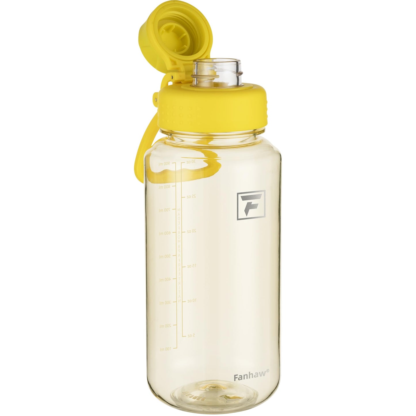 Fanhaw 32 oz Clear Water Bottle with Fast-Flow Spout Lid, BPA-Free Tritan, Wide Mouth, Leakproof, Reusable Bottle for Gym, School, Office, Travel (Clear&Black)