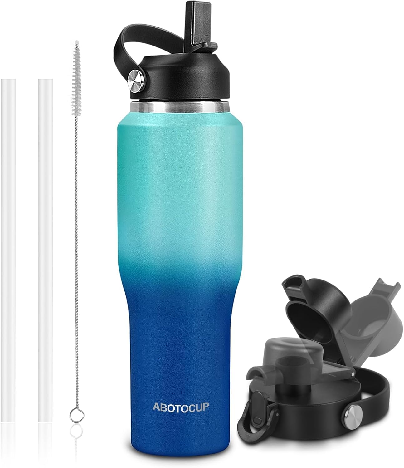 32oz Water Bottle Insulated with Powder Coated, Fit in Any Car Cup Holder, Water Bottles with Straw and Spout Lids, Stainless Steel Insulated Double Wall Leak-proof BPA Free to Keep Cold&Hot