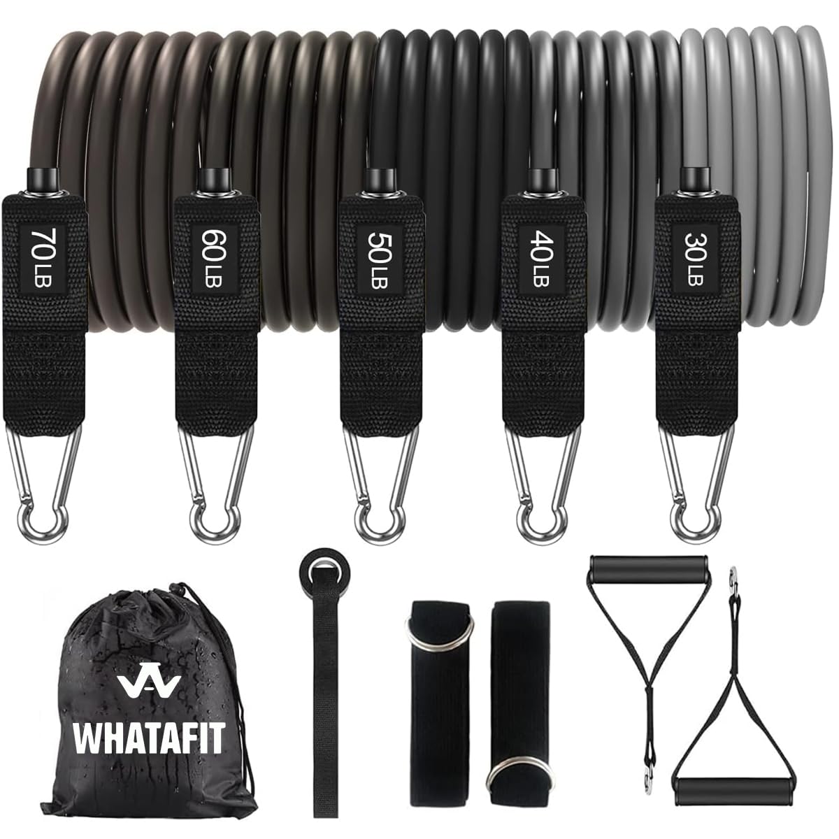 WHATAFIT Resistance Bands, Exercise Bands,Resistance Bands for Working Out, Work Out Bands with Handles for Men and Women Fitness, Strength Training Home Gym Equipment