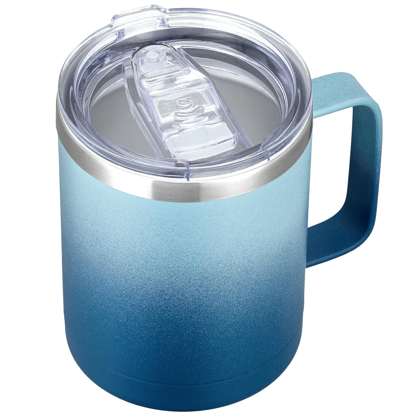 MEWAY 12oz Coffee Mug With Handle and Sliding Lid,Stainless Steel Travel Tumbler Cup with Handle,Double Wall Vacuum Insulated Camping Cup for Hot & Cold Drinks Tea (Purple,Set of 1)