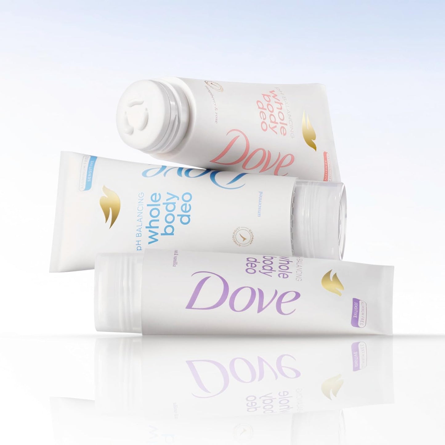 Dove Whole Body Deodorant Aluminum Free pH Balancing Cream Deodorant Unscented for 72h Odor Control 2.5 oz