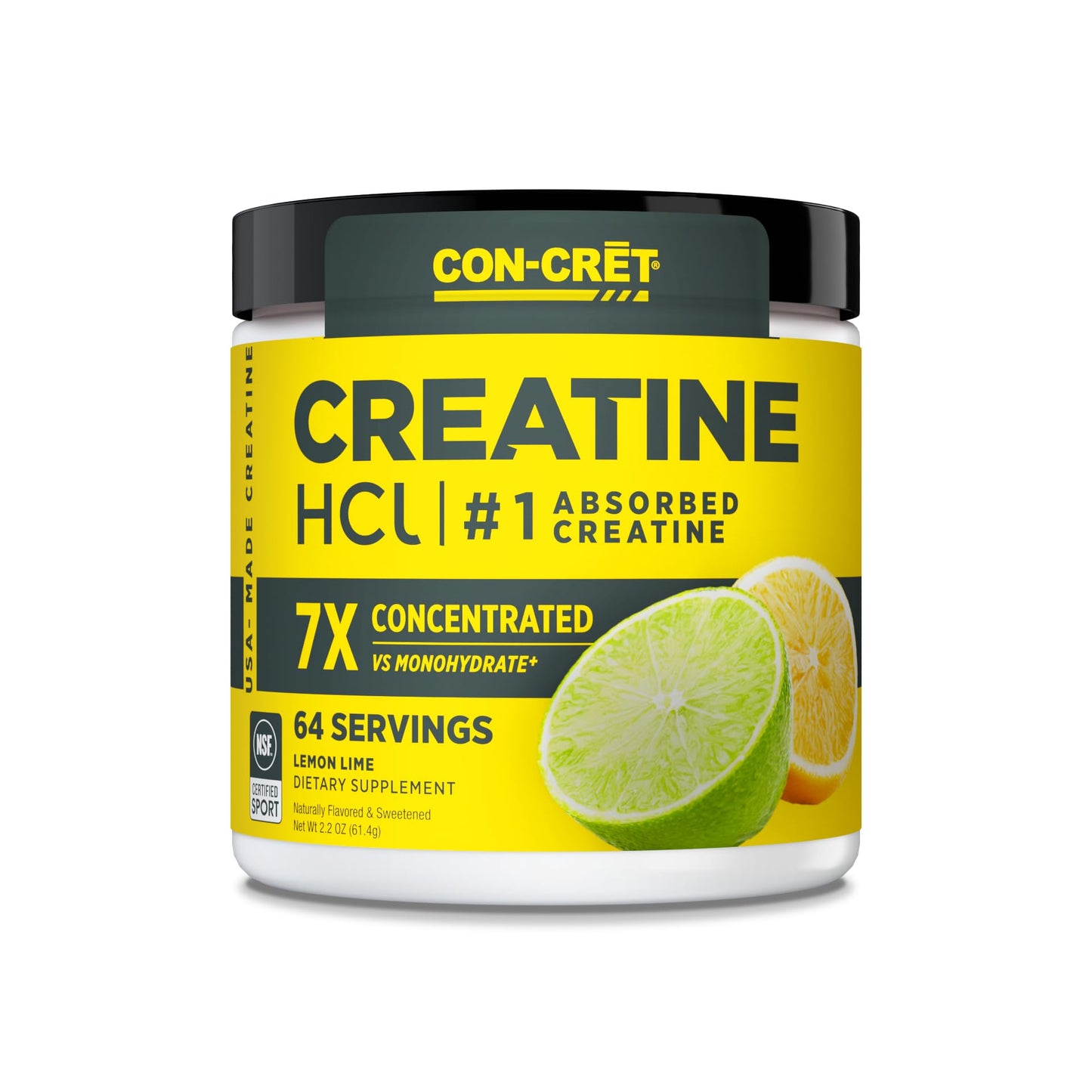 CON-CRET Creatine HCl Powder | Muscle, Cognitive, Cellular Energy Support | No Bloating or Cramps | USA Made & NSF Certified | Unflavored (100 Serving)