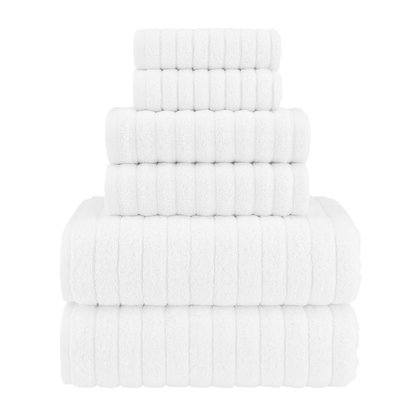 Elegant Comfort 100% Turkish Cotton Corduroy Ribbed Luxury Bath Towels 6-Piece Set, Premium Feel - Quick Dry, Highly Absorbent, Contains 2 Bath Towels, 2 Hand Towels, and 2 Washcloths, Coral