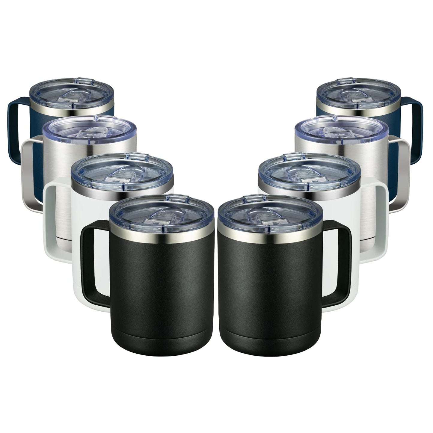 MEWAY 12oz Coffee Mug With Handle and Sliding Lid,Stainless Steel Travel Tumbler Cup with Handle,Double Wall Vacuum Insulated Camping Cup for Hot & Cold Drinks Tea (Purple,Set of 1)