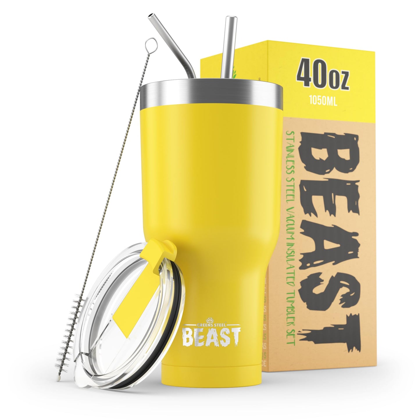 Beast 50 oz Tumbler Stainless Steel Vacuum Insulated Coffee Ice Cup Double Wall Travel Flask (Arctic White)