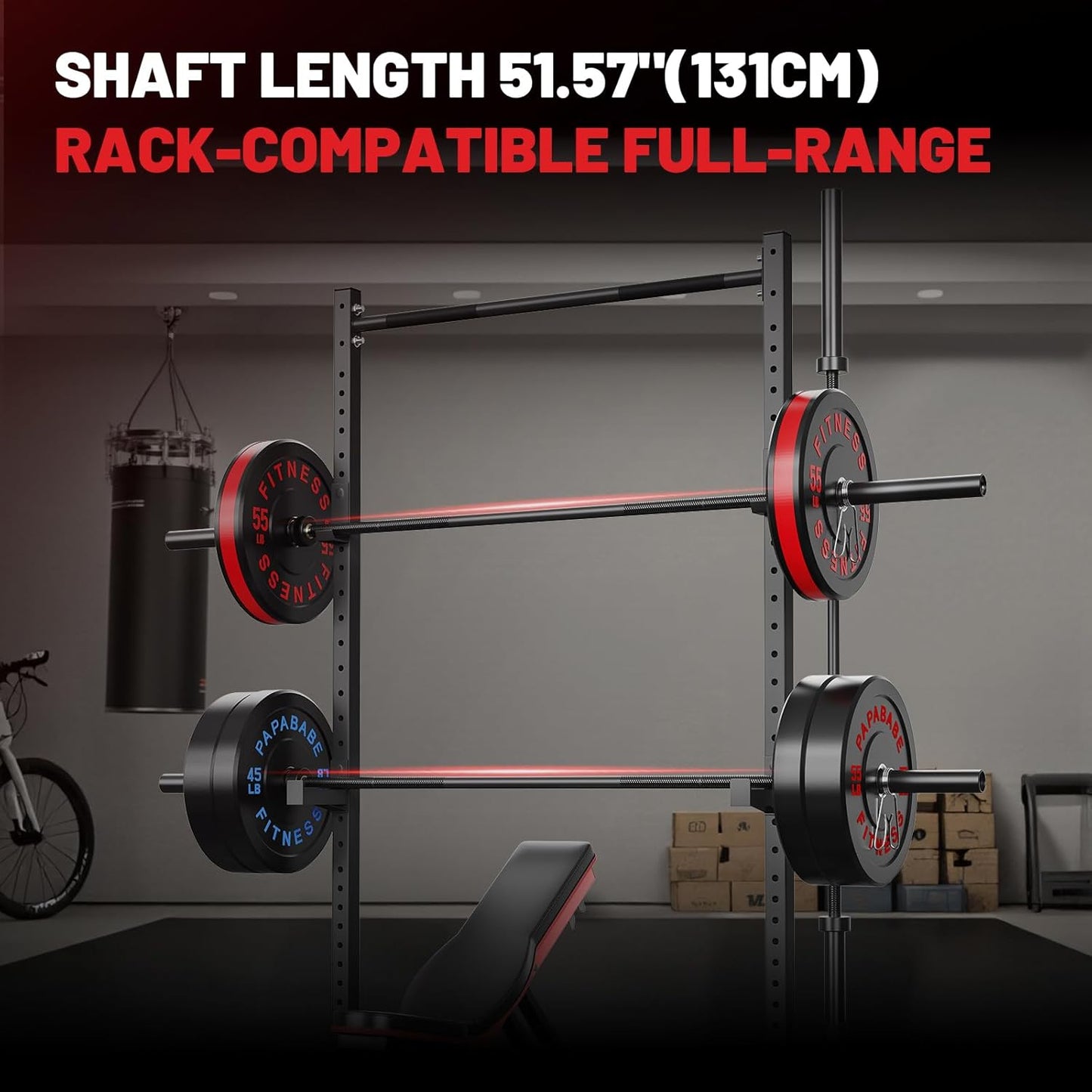 PAPABABE Olympic Barbell, 2-inch 45lb/35lb Weight Bar for Strength Training. 6.5ft/7ft Olympic Bar, 1000lb Plus Capacity, Chrome/Zinc Plating, knurled Grip for Bench Press Deadlift Squat