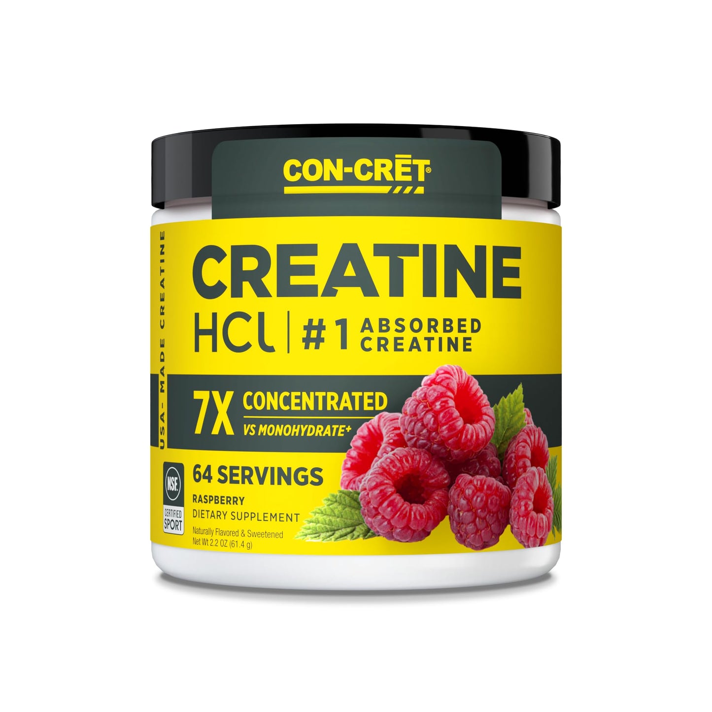 CON-CRET Creatine HCl Powder | Muscle, Cognitive, Cellular Energy Support | No Bloating or Cramps | USA Made & NSF Certified | Unflavored (100 Serving)