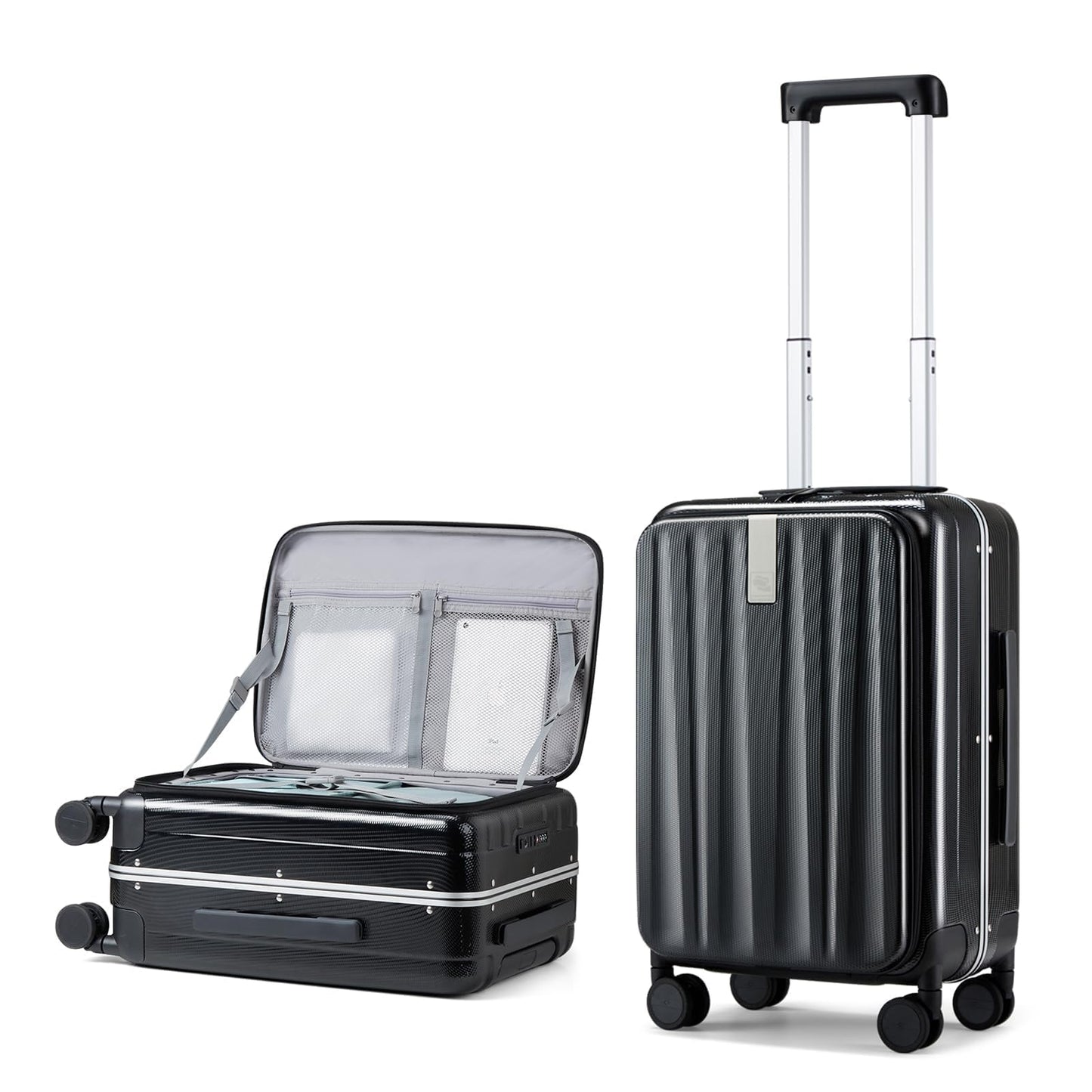Hanke 20 Inch Carry On Luggage with Wheels PC Hard Shell Suitcase Top Opening Aluminum Frame Travel Luggage Suitcases for Woman Men Gifts.(Ivory White)