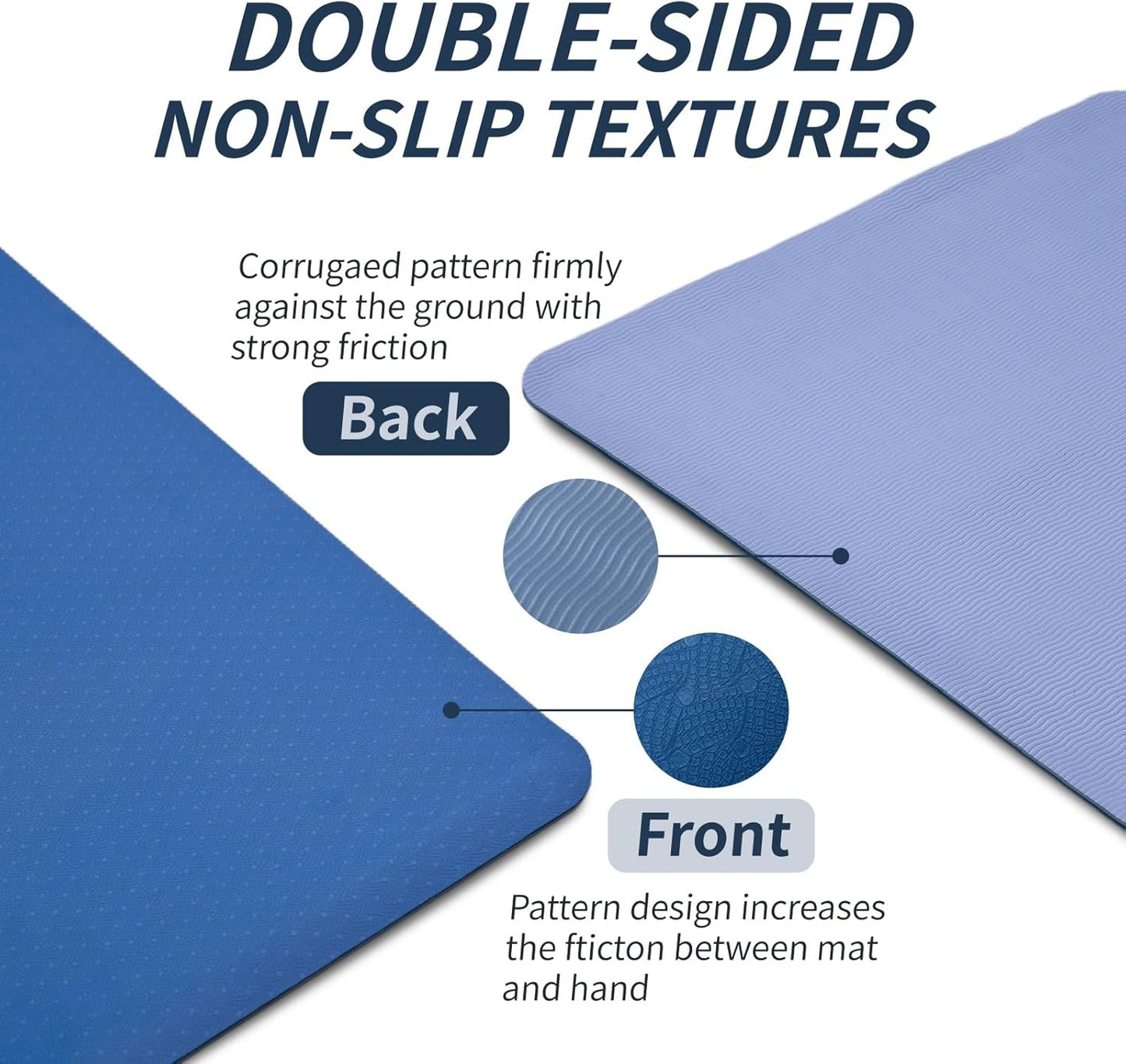 FLEXISPOT Yoga Mat, Exercise Yoga Mat with Non-Slip Design, Professional TPE Exericise Mat, Multi-Purpose Workout Mat for Women, Pilates Fitness and Floor Exercises.