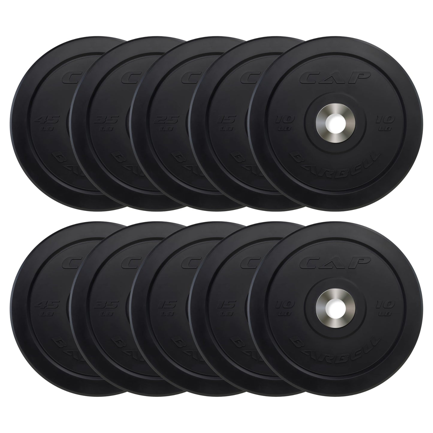 CAP Barbell 2-Inch Olympic Bumper Plate Weight Set | 100-370 lbs | Multiple Options