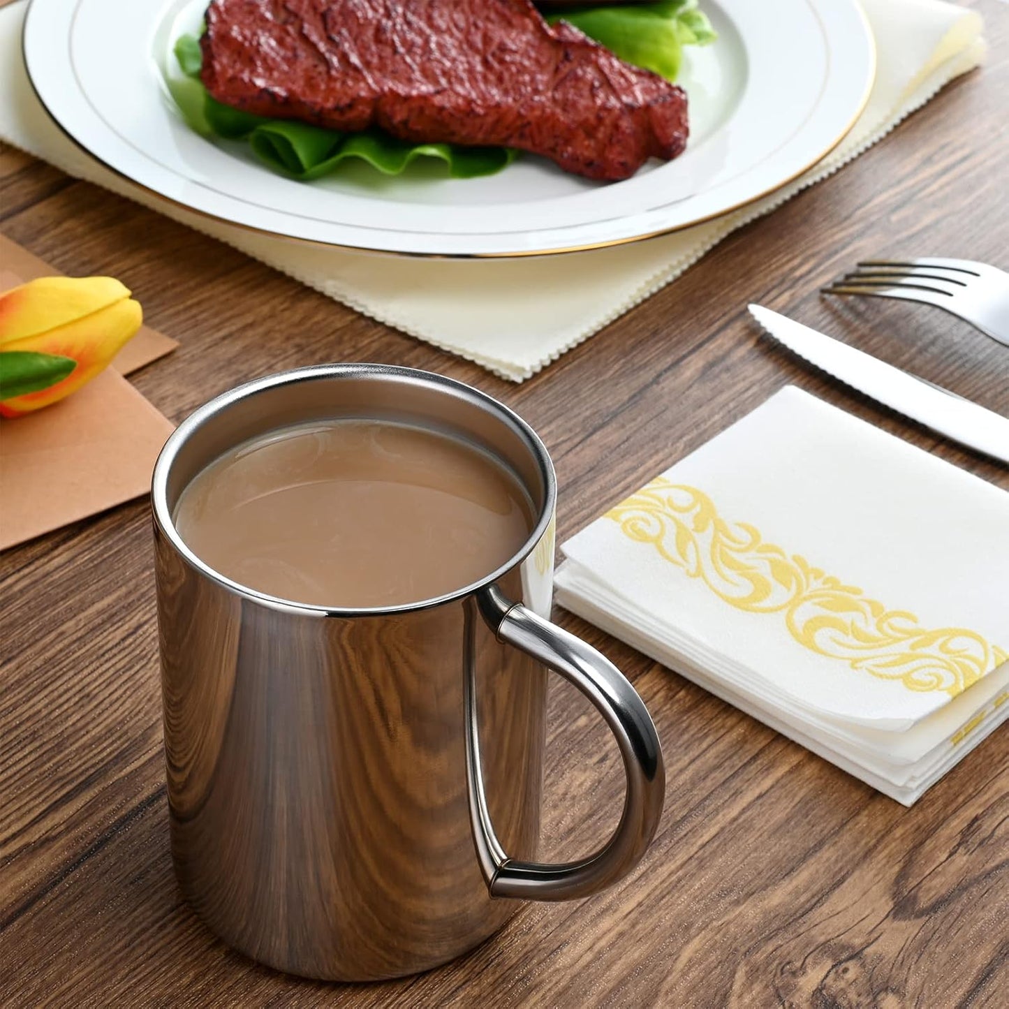 400ml Insulated 304 Stainless Steel Coffee Mug, Double-Wall Vacuum Travel Tumbler, Shatterproof for Camping, Office, and Outdoor - Durable, Perfect for Hot and Cold Drinks.