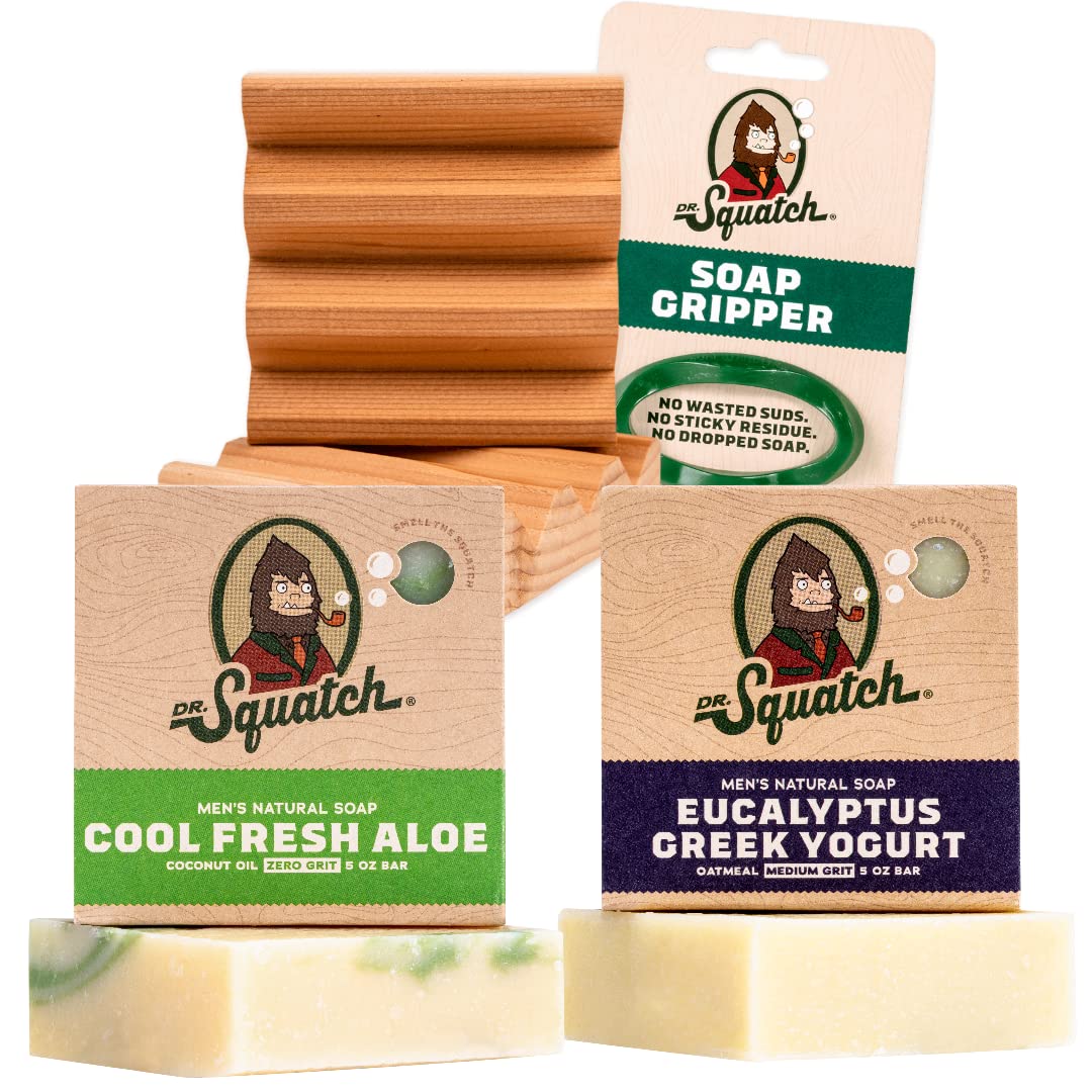 Dr. Squatch BIRCHWOOD BREEZE 3 Bar Pack - Cold Processed Soap Made For Men - Medium Grit - Natural Oils - Refreshing Clean Woody Scent - Exfoliating