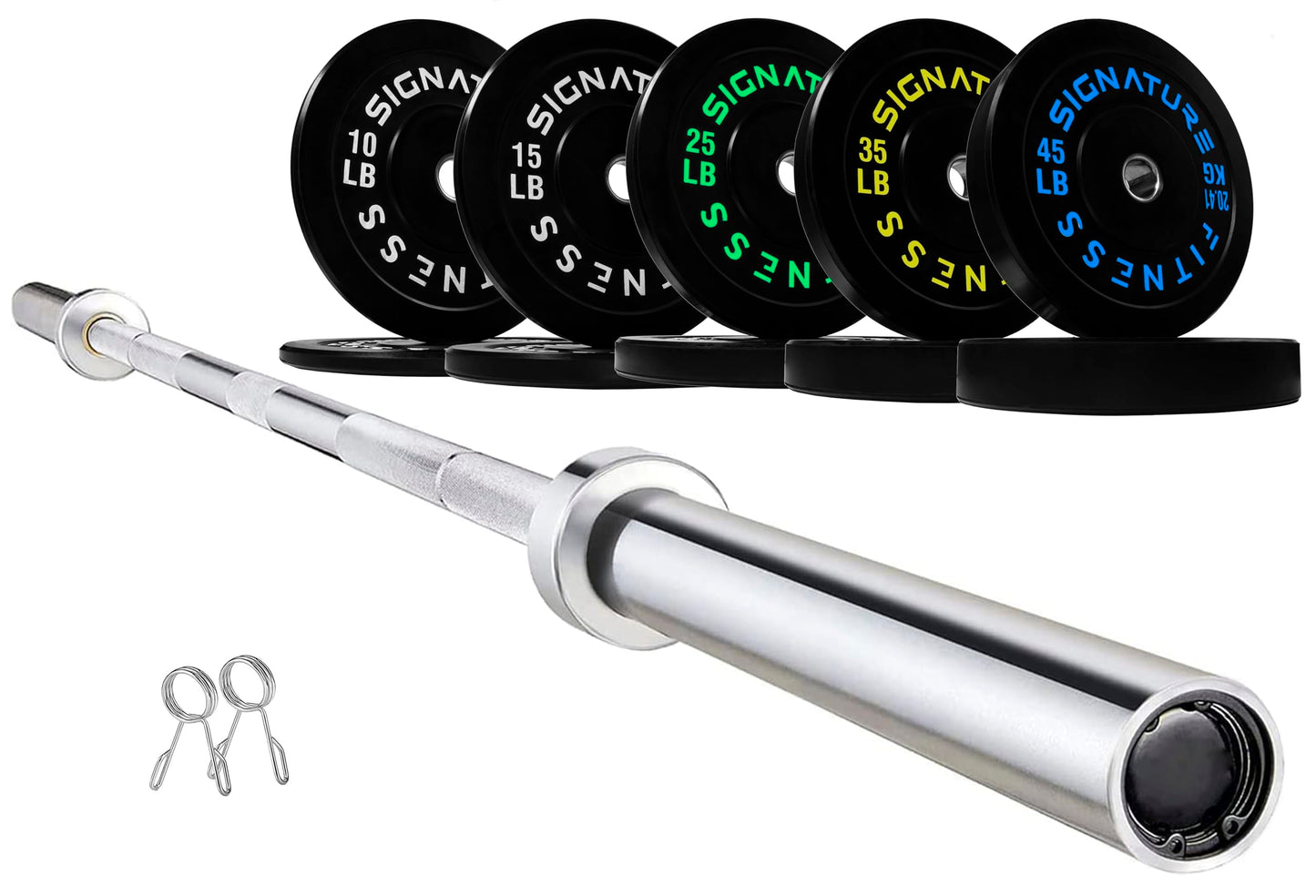 Olympic Barbell 2-Inch Rubber Bumper Plate Weight Set for Strength Training, Multiple Options