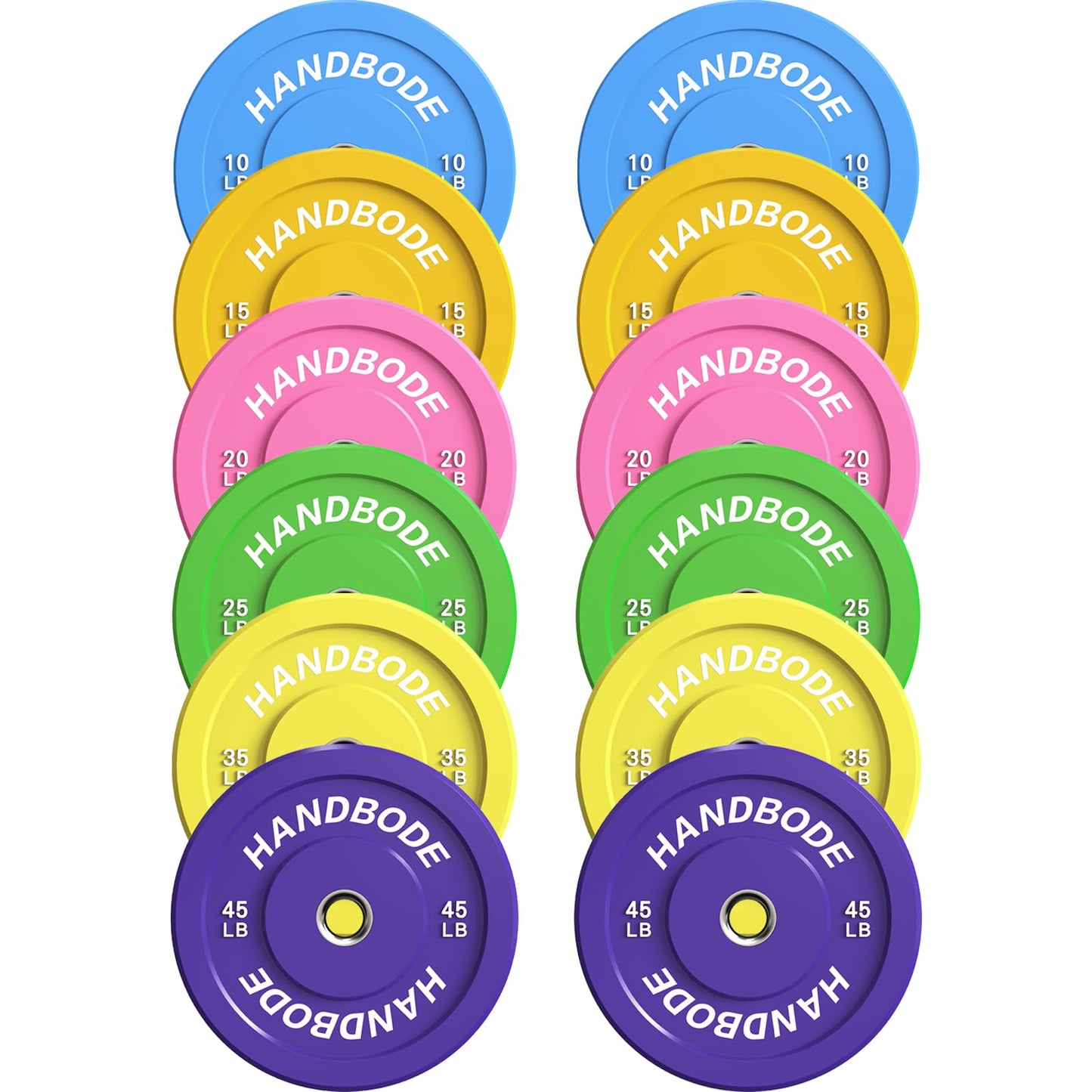 Colored Bumper Weight Plates Olympic Weight Plate Set 2-Inch, 10/15/20/25/35/45/55 lb Barbell Weight Plates Set for Home Gym, Rubber Strength Training Weights Plates for Weight Lifting