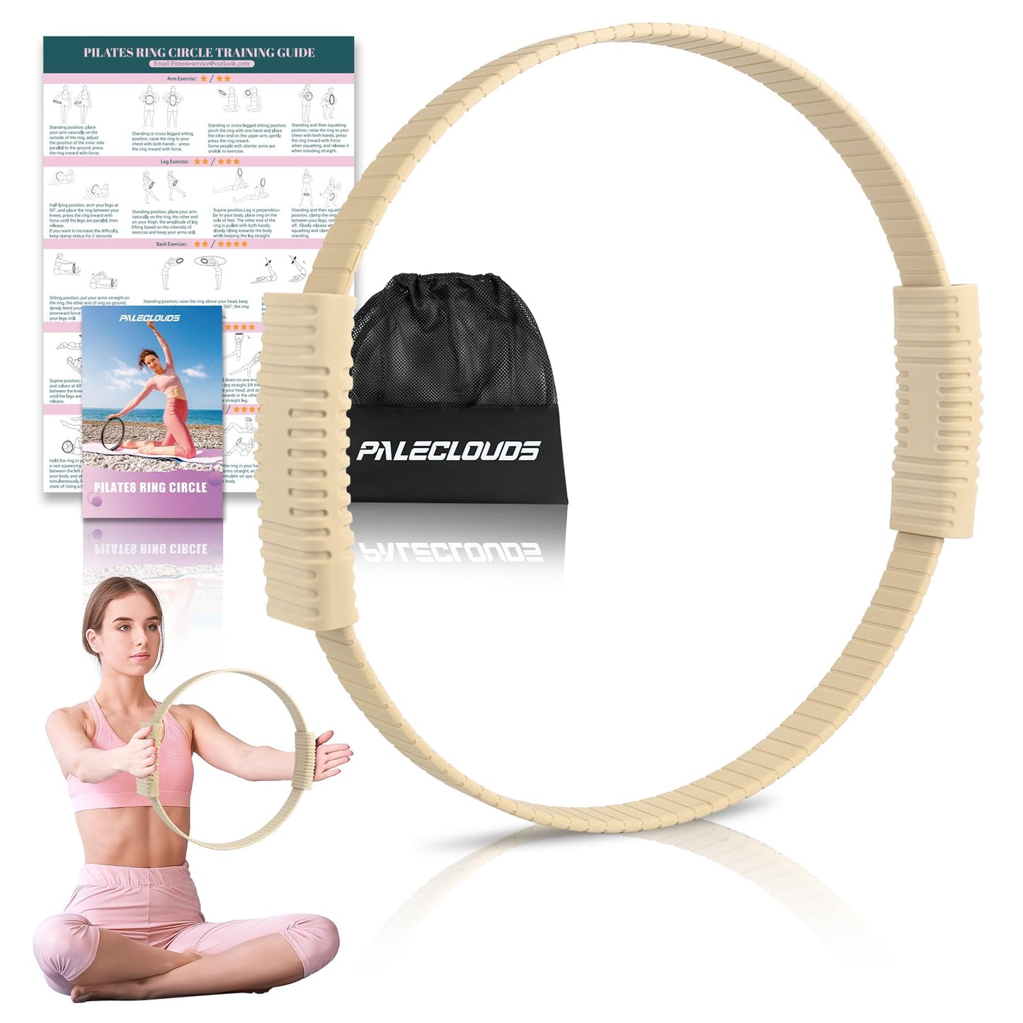 Pilates Ring, 13.5"/12" Silicone Magic Circle with Training Poster & Portable Bag, Pilates Ring Circle for Inner Thigh Workout, Yoga, Lose Weight & Physical Therapy for Women