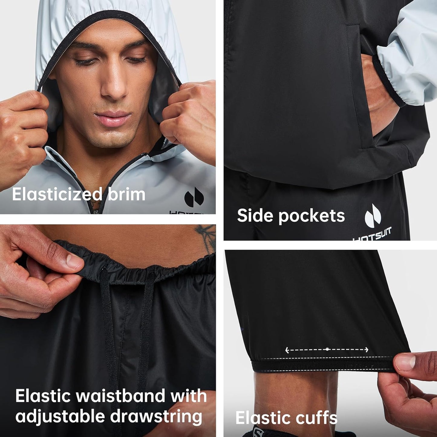 HOTSUIT Sauna Suit for Men Sweat Suits Gym Workout Exercise Sauna Jacket Pant Full Body