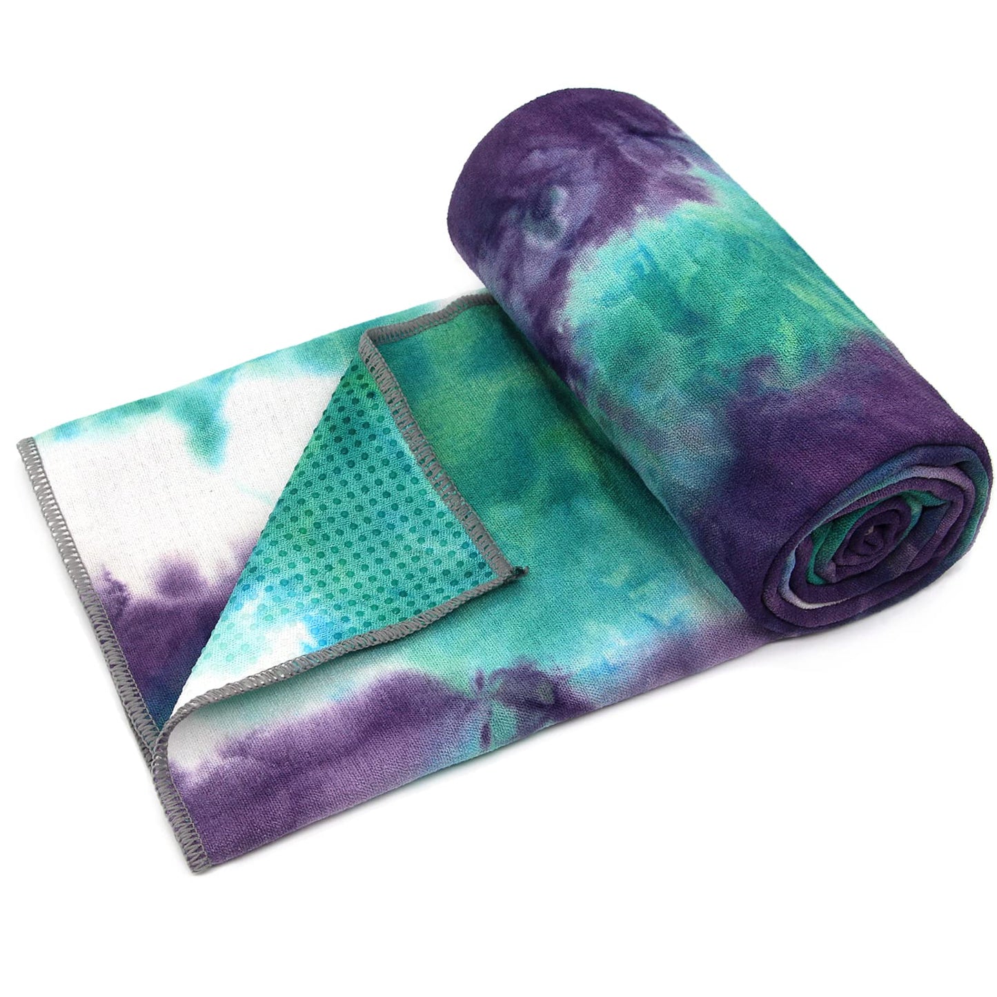 Eunzel Yoga Towel,Hot Yoga Mat Towel with Grip Dots Sweat Absorbent Non-Slip for Hot Yoga, Pilates and Workout 24" x72", Purple & Blue