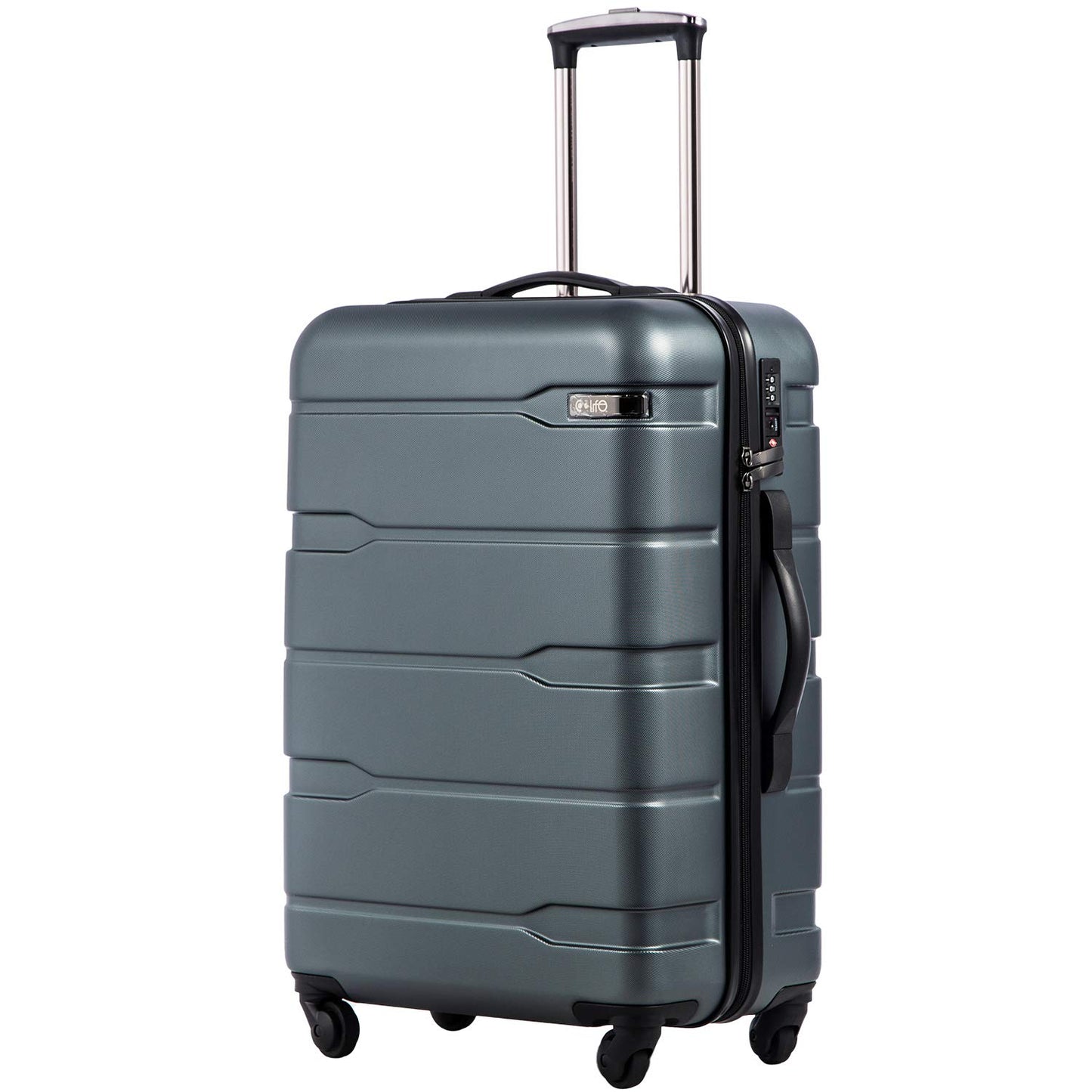 Coolife Luggage Expandable 3 Piece Sets PC+ABS Spinner Suitcase 20 inch 24 inch 28 inch (white, 3 piece set)
