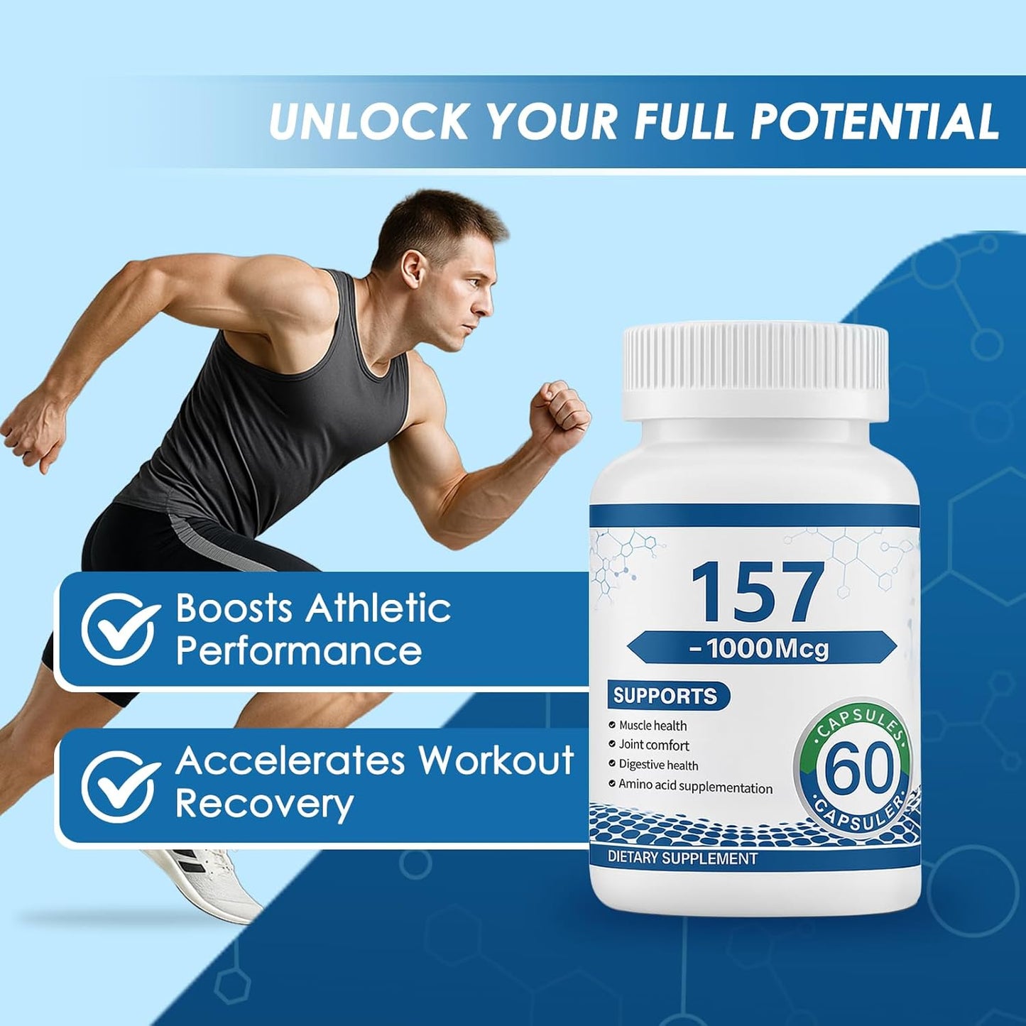Collagen Peptide Capsules 157 - Amino Acids Supplement - Supports Healthy Muscles & Gut, 1000mgc