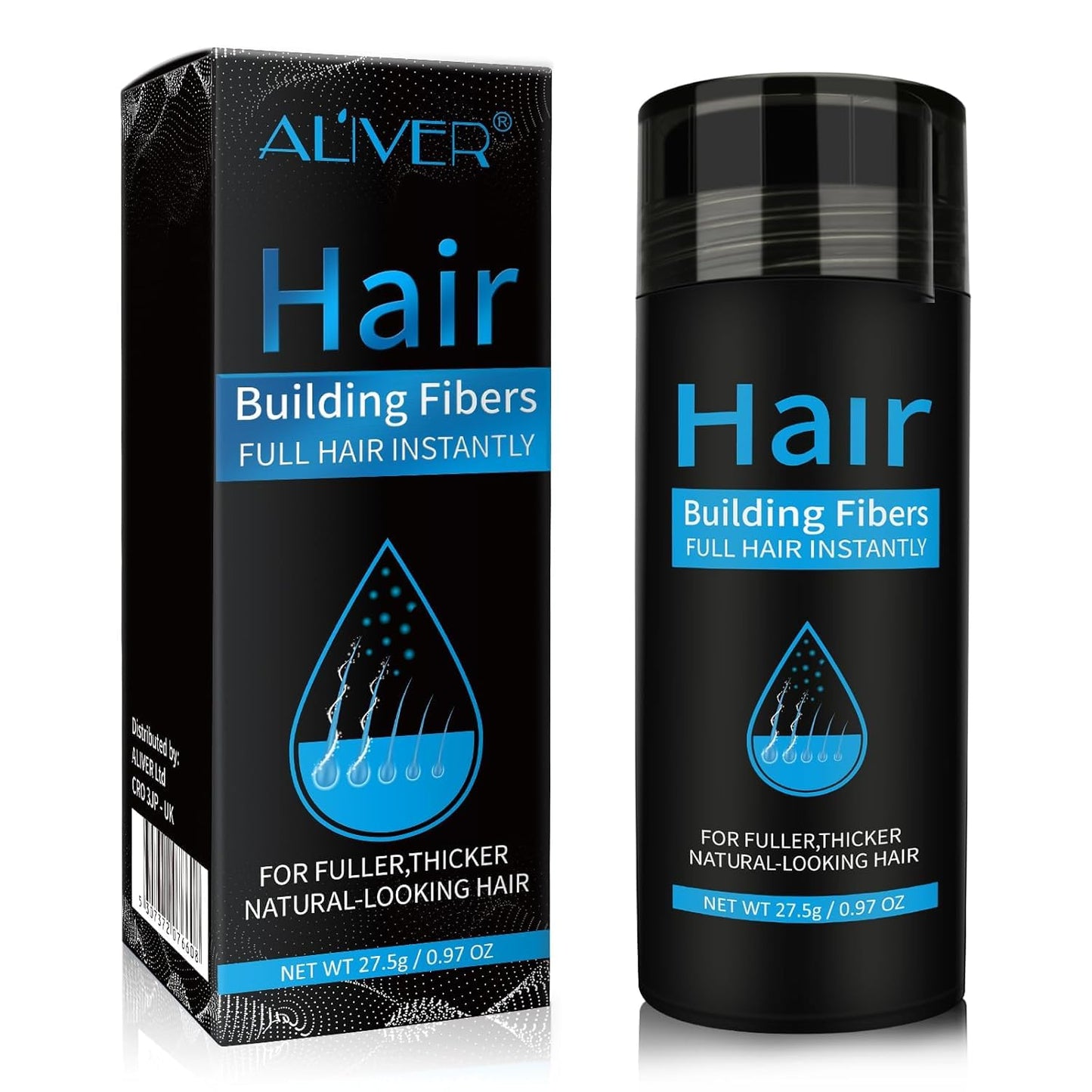Aliver Hair Fibers for Thinning Hair Dark Brown - Undetectable Natural Formula - Thicker Fuller Hair in 15 Seconds - Conceals Hair Loss & Look Younger - Designed for Men & Women,0.97Oz
